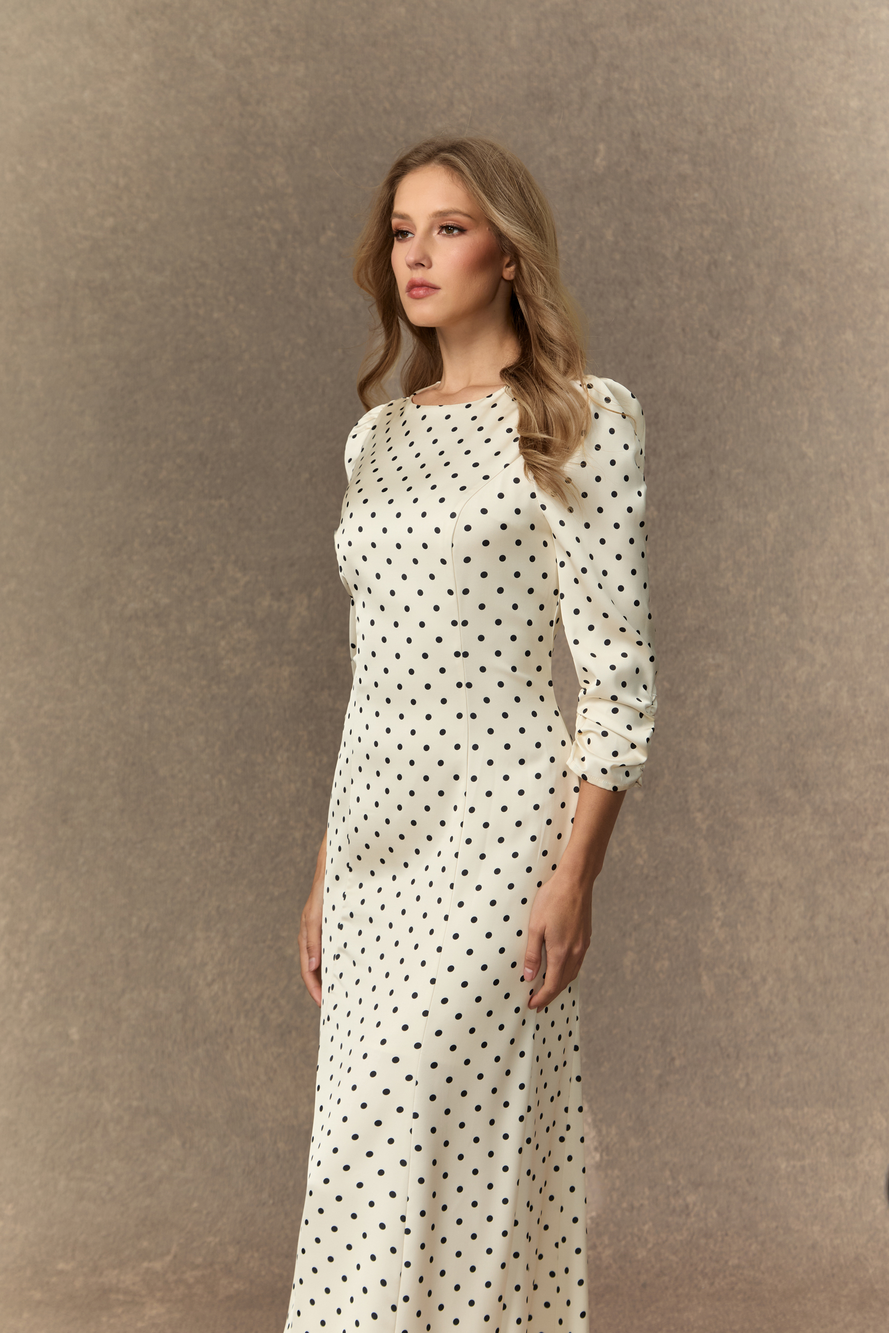 Vintage Chic White Polka Dot Back Cutout Maxi Dress-purelyfable
