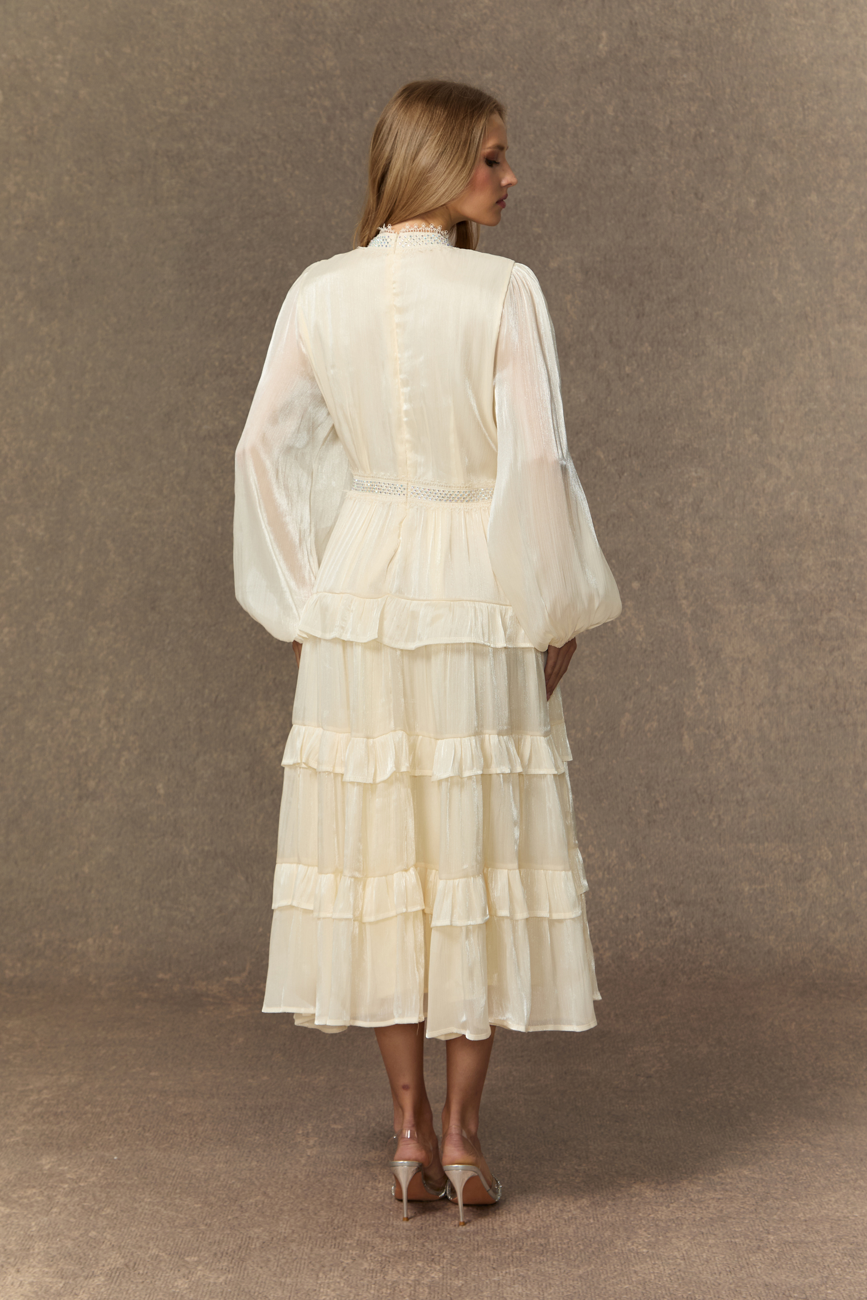 Feeling Of Forever White V-Neck Tiered Ruffle Midi Dress-purelyfable