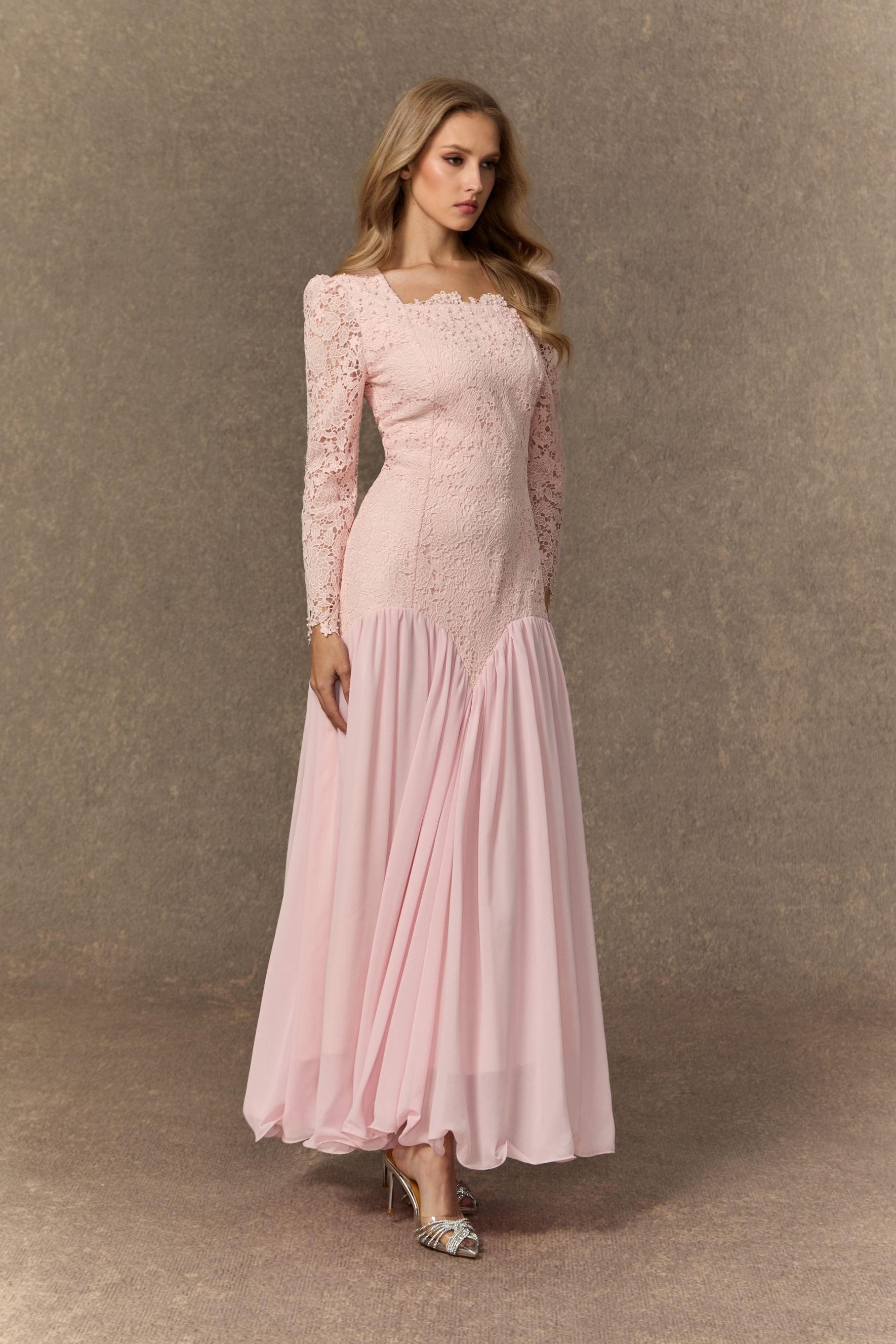 Found Your Love Pink Lace Embroidered Square Neck Maxi Dress-purelyfable