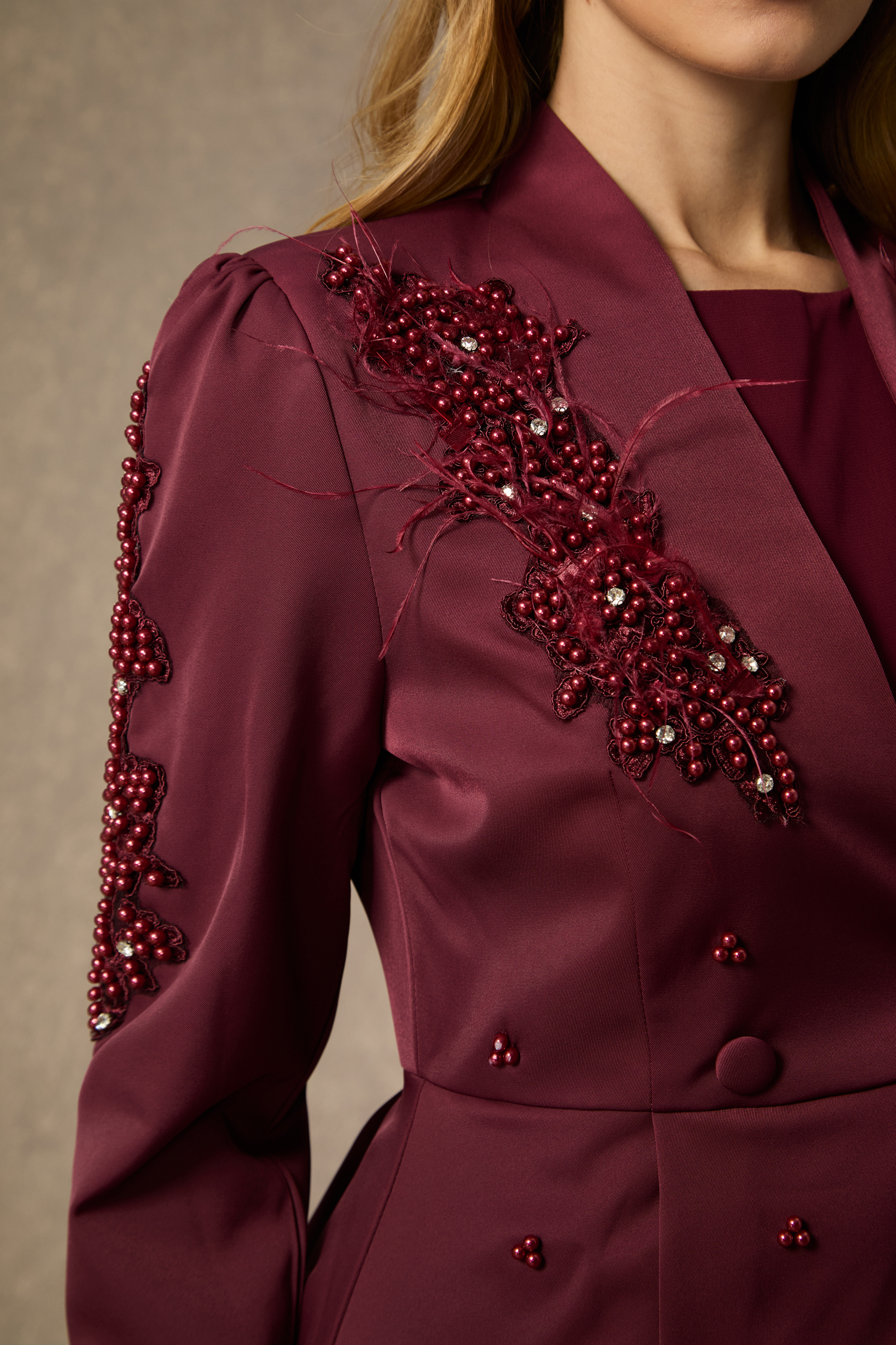 Crushing On You Beaded Double Breasted Jacket & Pleated Dress Set-purelyfable