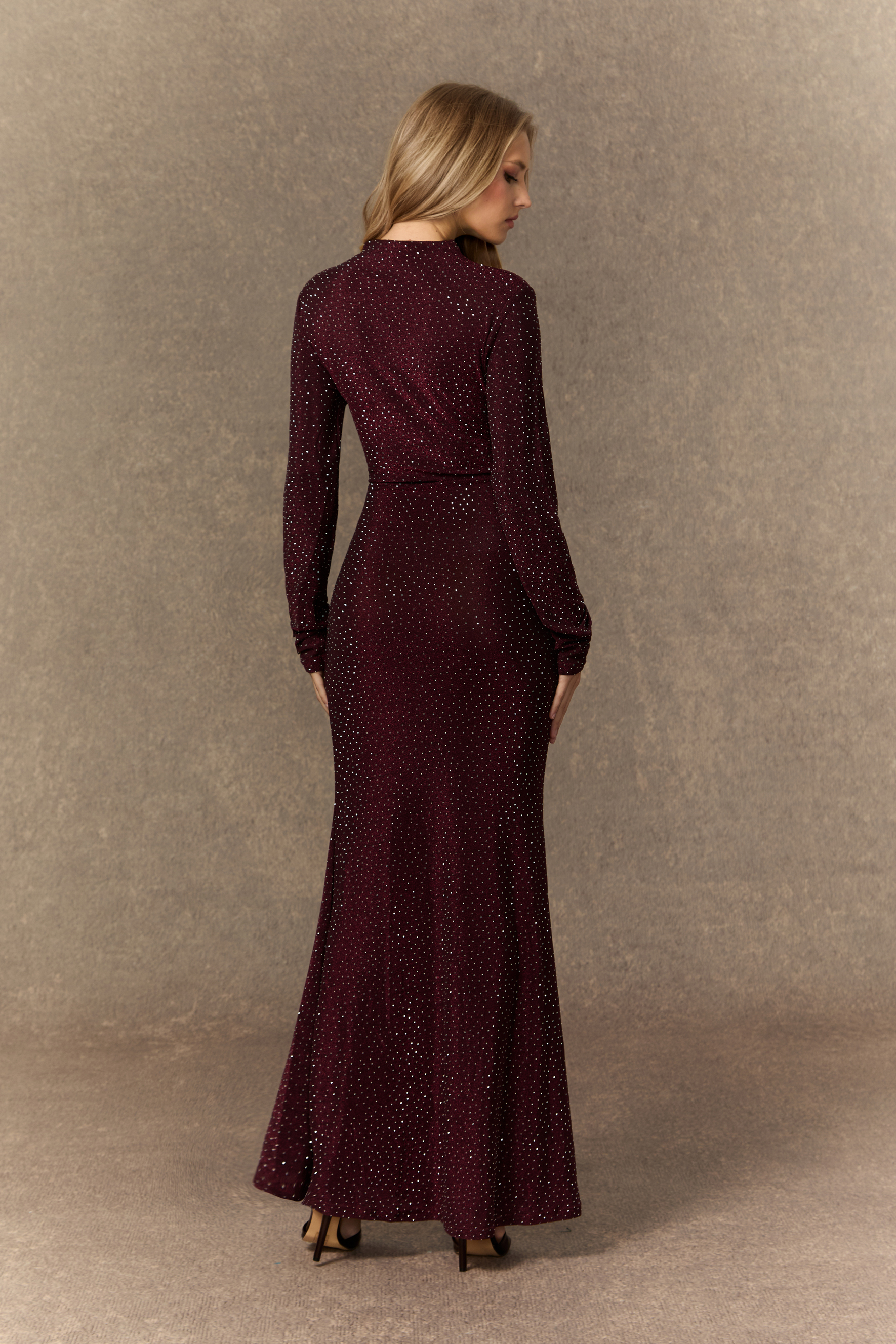 Forever Sensational Burgundy Crystal Buckle Maxi Dress-purelyfable