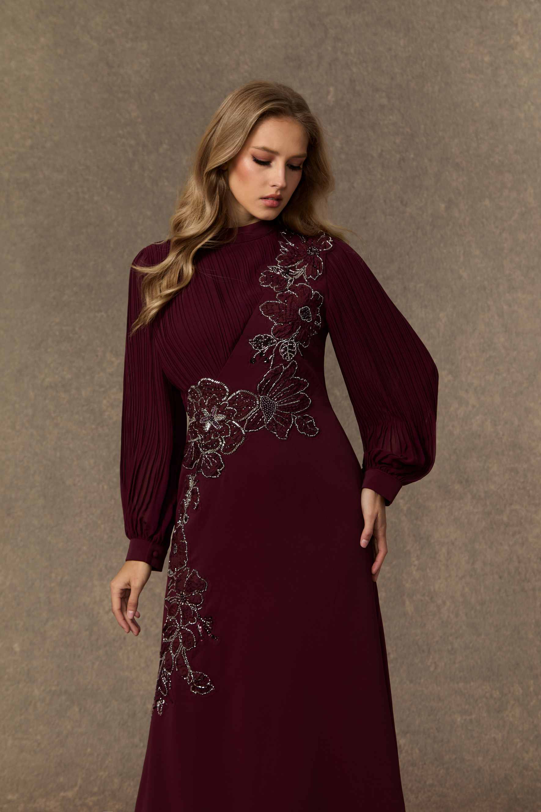 Joyful Poise Burgundy Sequin Embroidered Floral Maxi Dress-purelyfable
