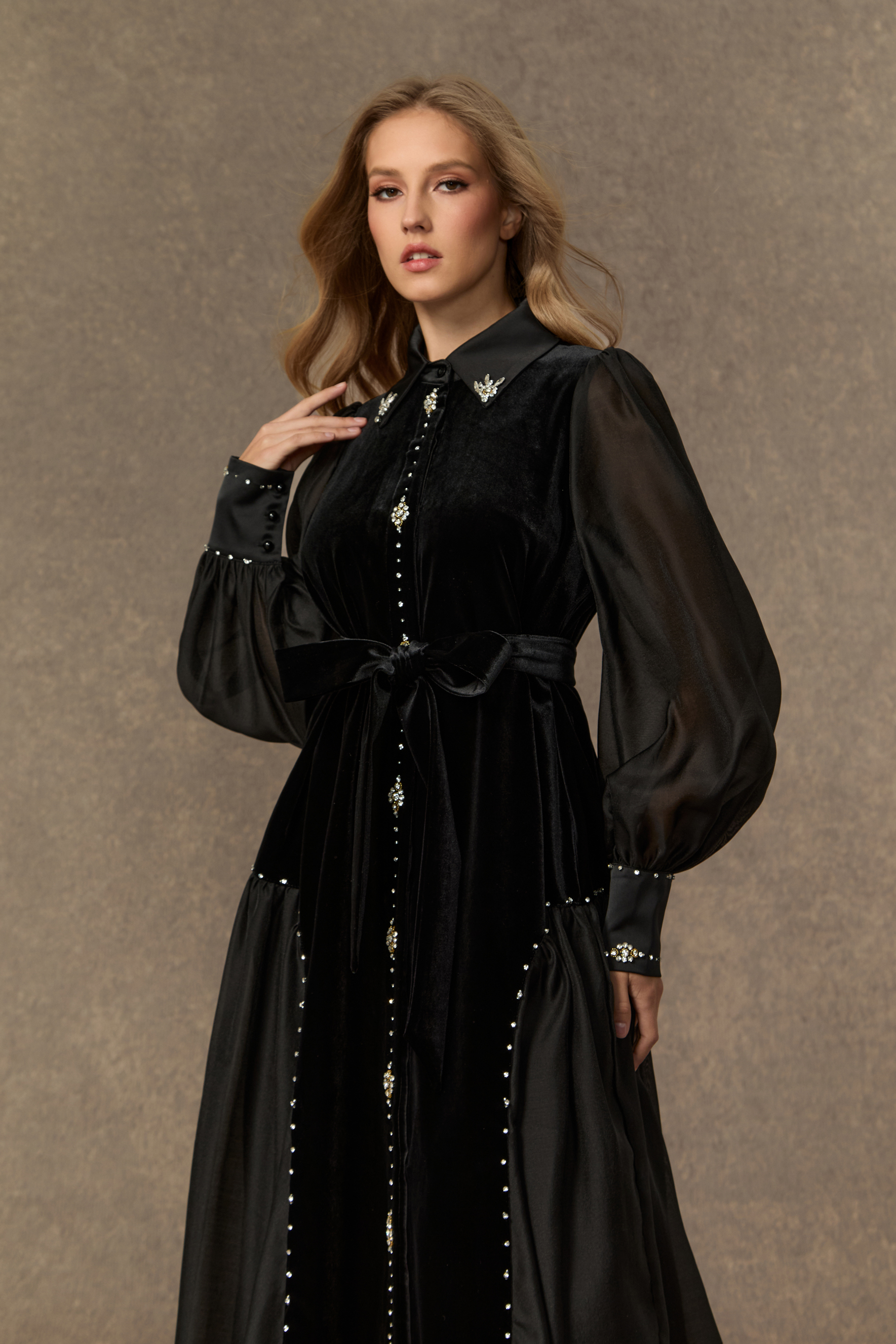 Irresistible Feelings Black Diamante Velvet Boice Maxi Dress-purelyfable