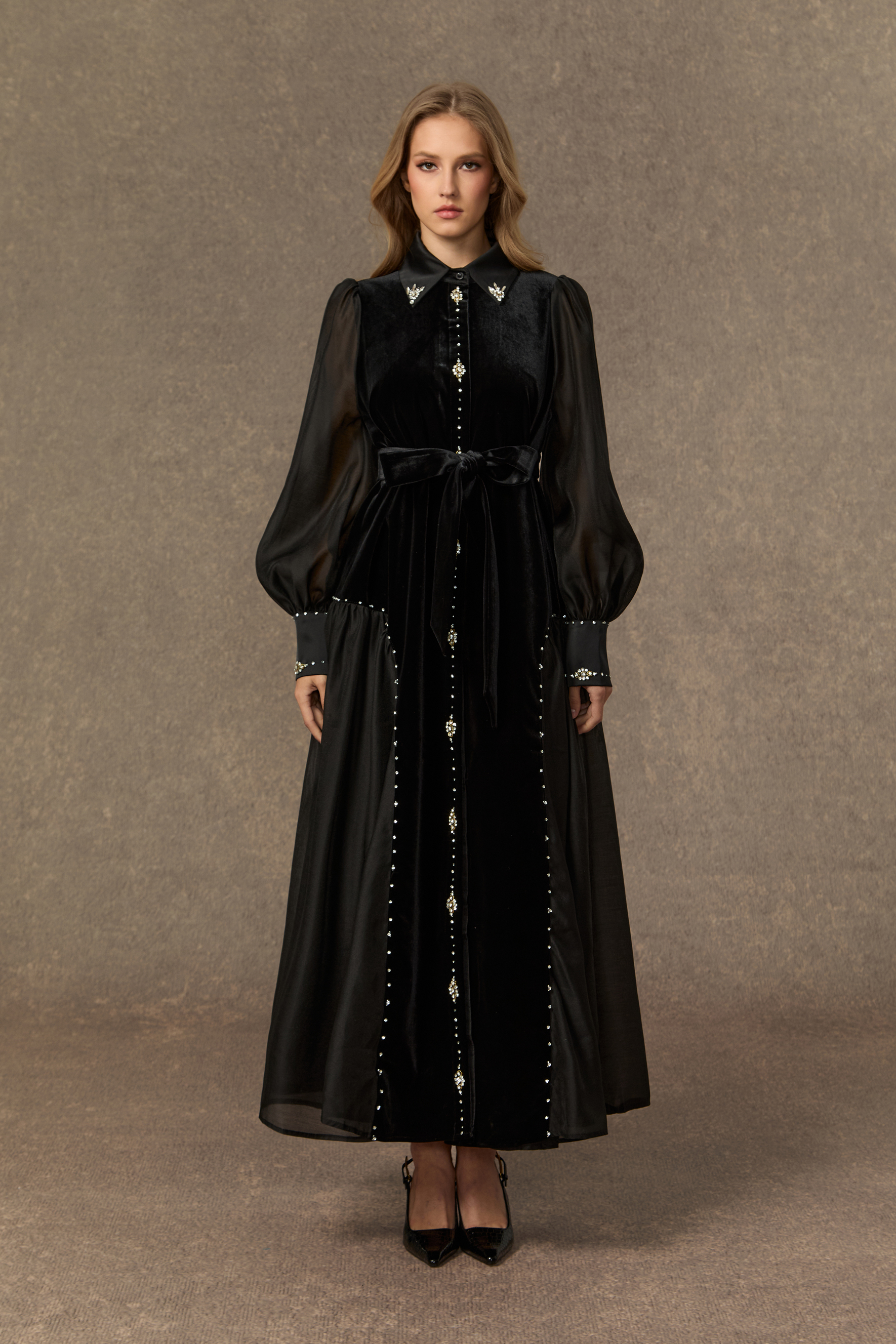 Irresistible Feelings Black Diamante Velvet Boice Maxi Dress-purelyfable