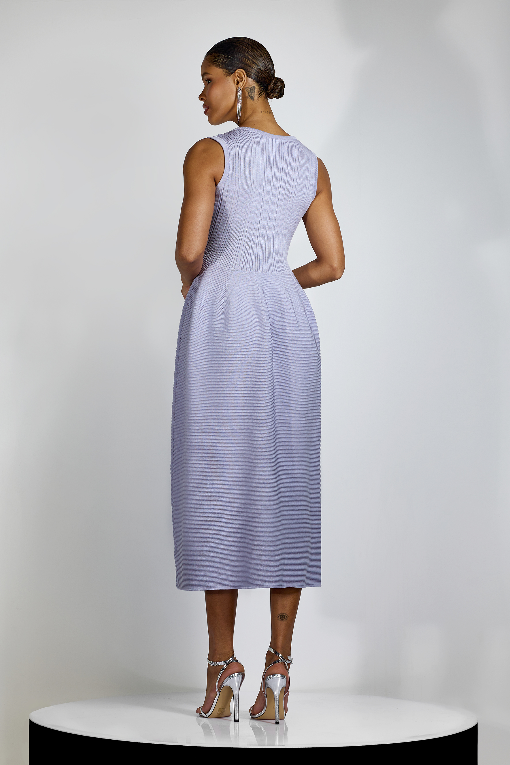 Bettina Crystal Embellished Knit Midi Dress-purelyfable