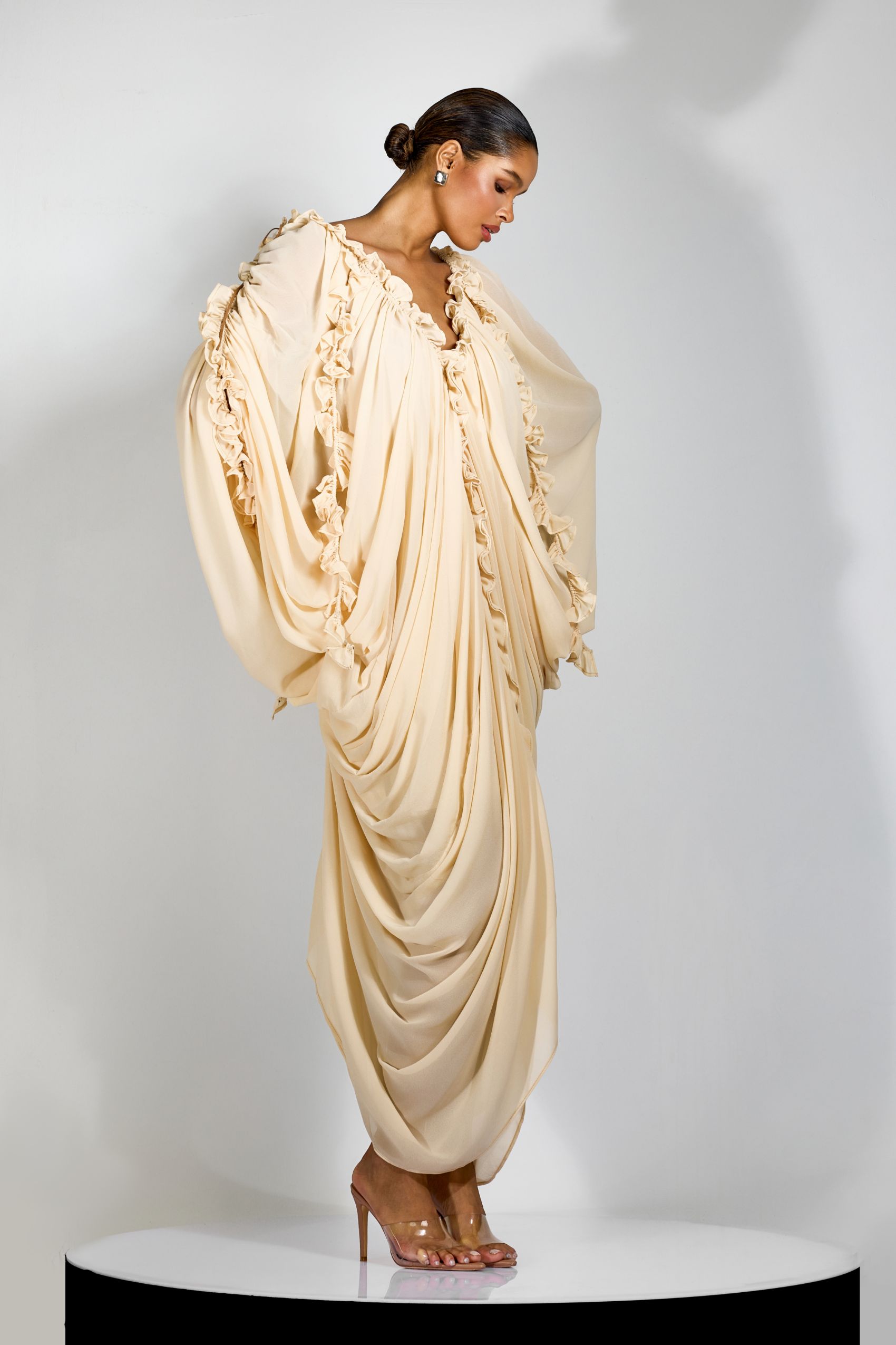 Anita Batwing Sleeve Draped Maxi Dress-purelyfable