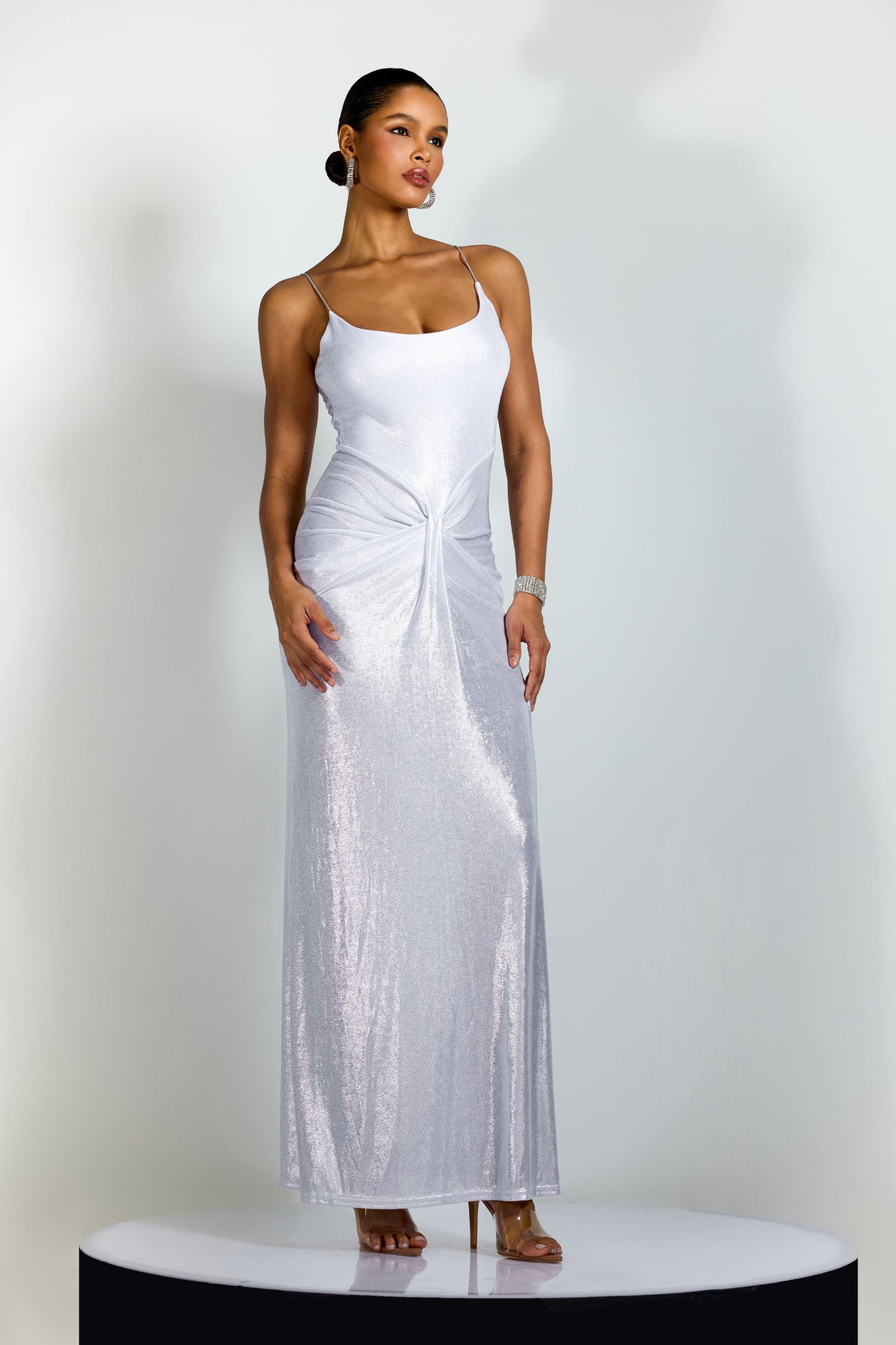 Eve Metallic Spaghetti Strap Maxi Dress-purelyfable