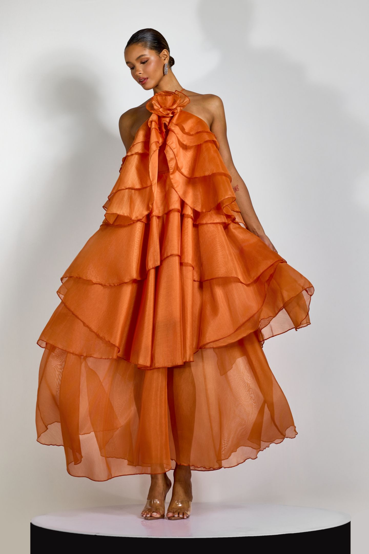 Sibley Halterneck Tiered Ruffle Maxi Dress-purelyfable