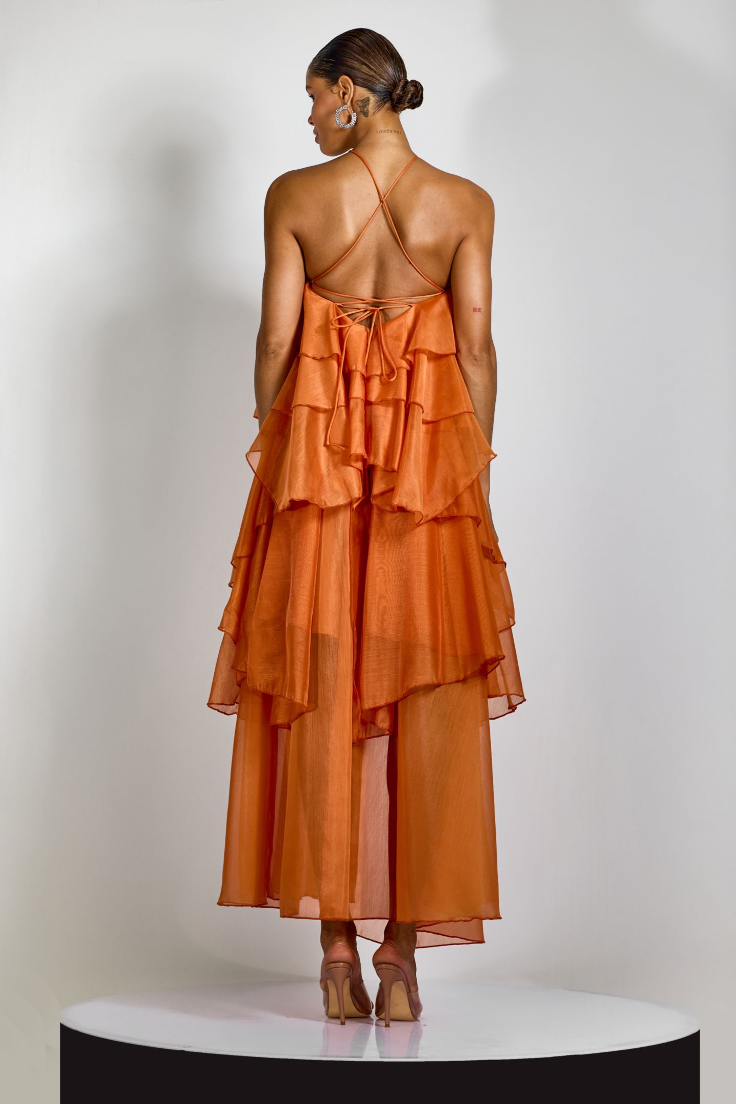 Sibley Halterneck Tiered Ruffle Maxi Dress-purelyfable