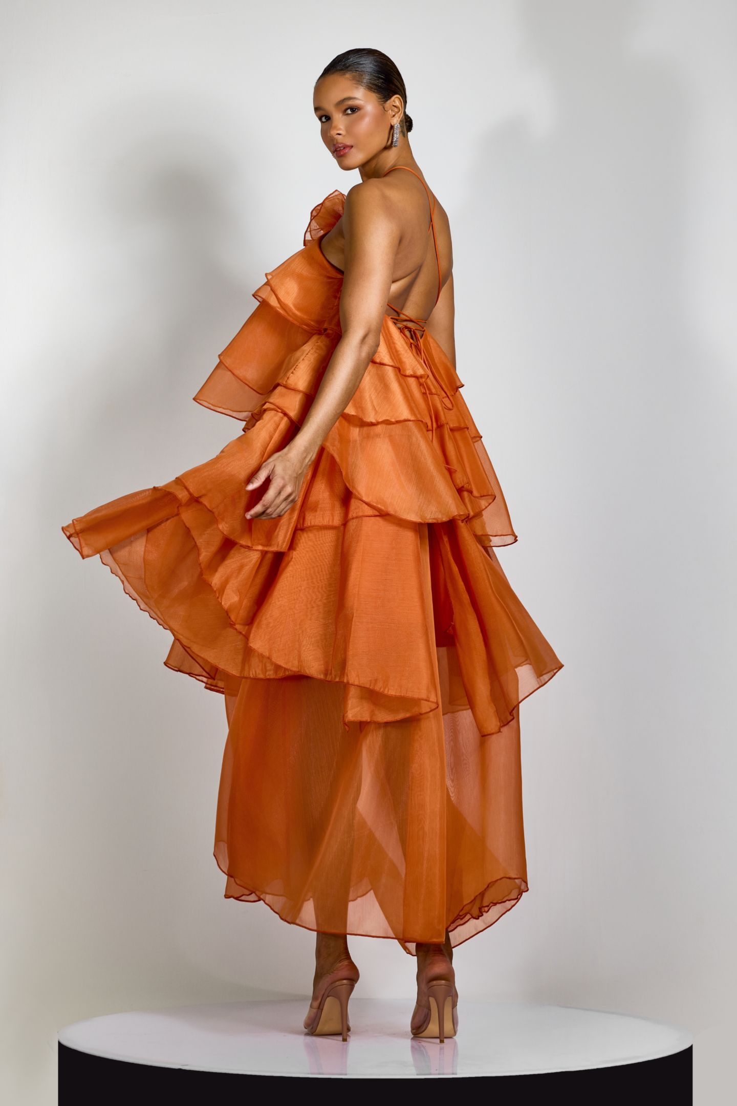 Sibley Halterneck Tiered Ruffle Maxi Dress-purelyfable
