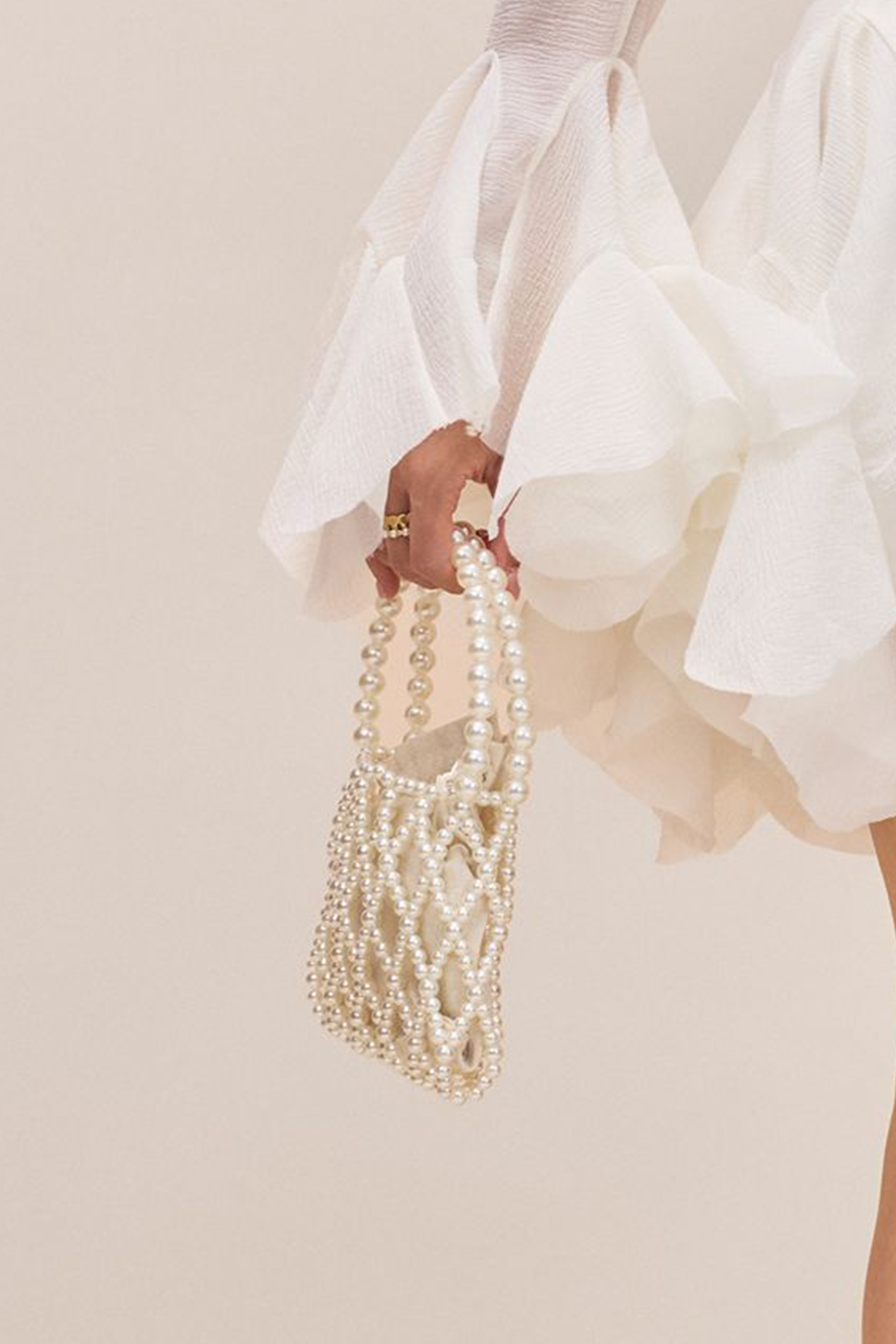 Pearl Beaded Drawstring Handbag-purelyfable