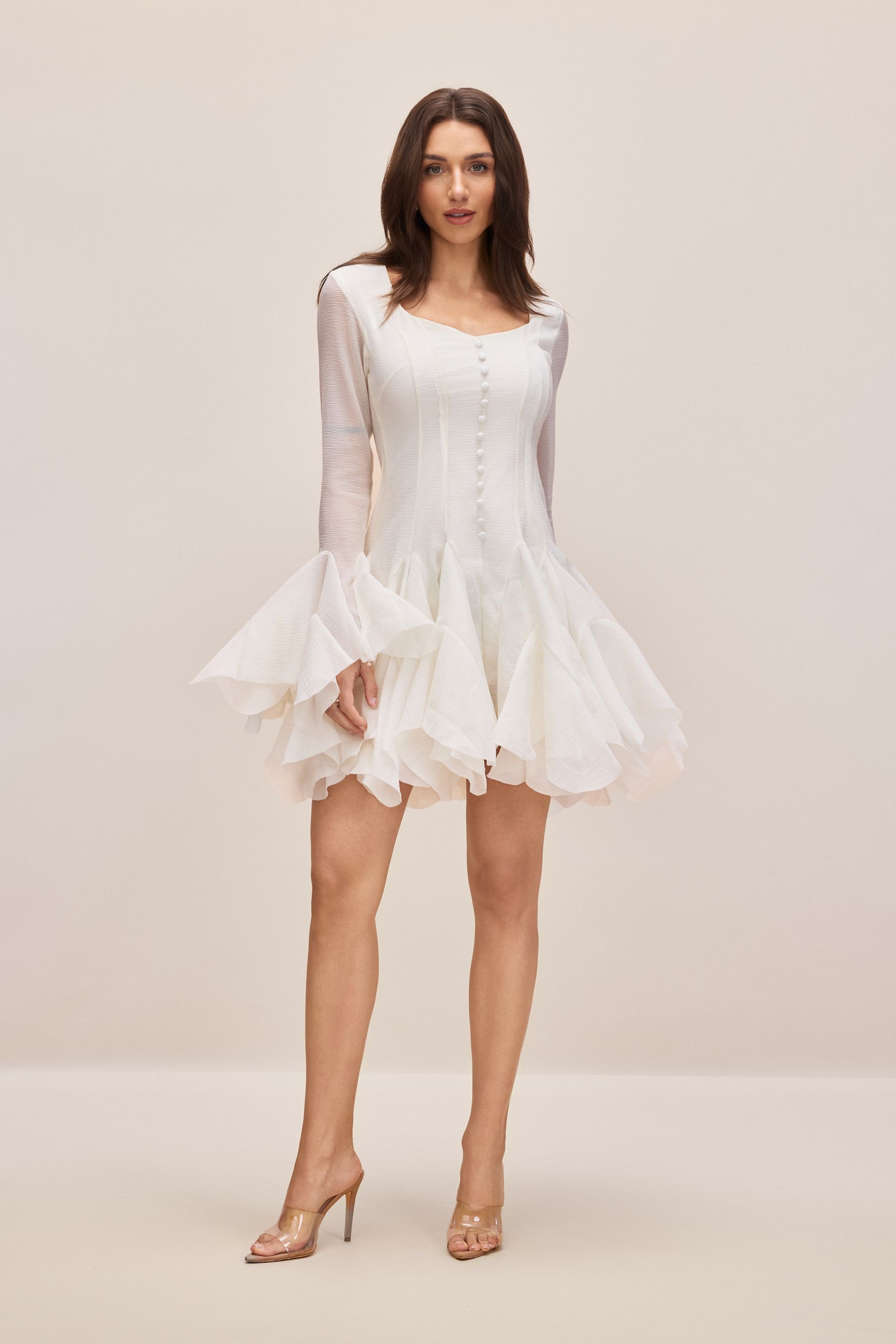 Miranda Long Sleeve Asymmetric Hem Mini Dress-purelyfable