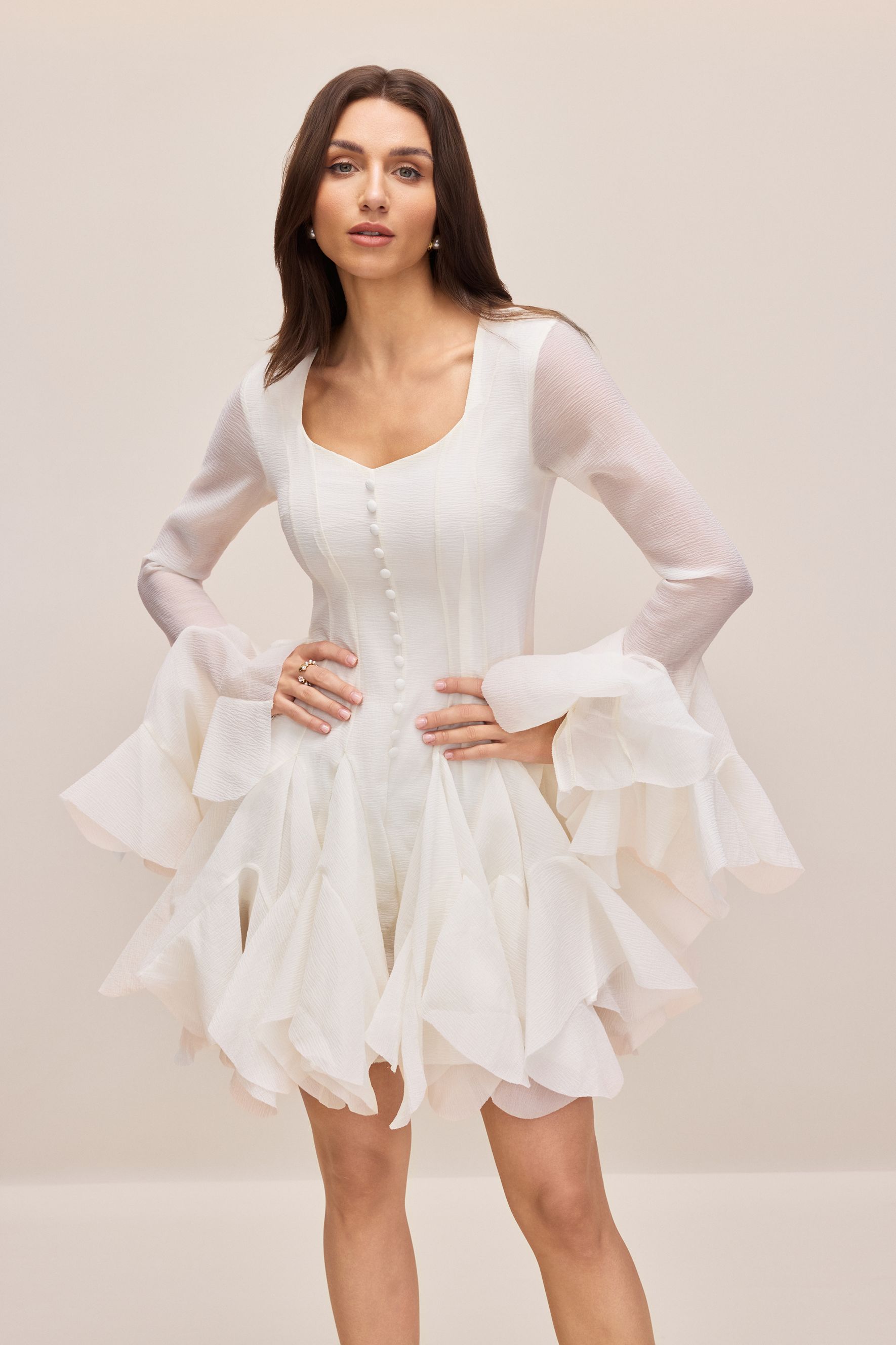 Miranda Long Sleeve Asymmetric Hem Mini Dress-purelyfable