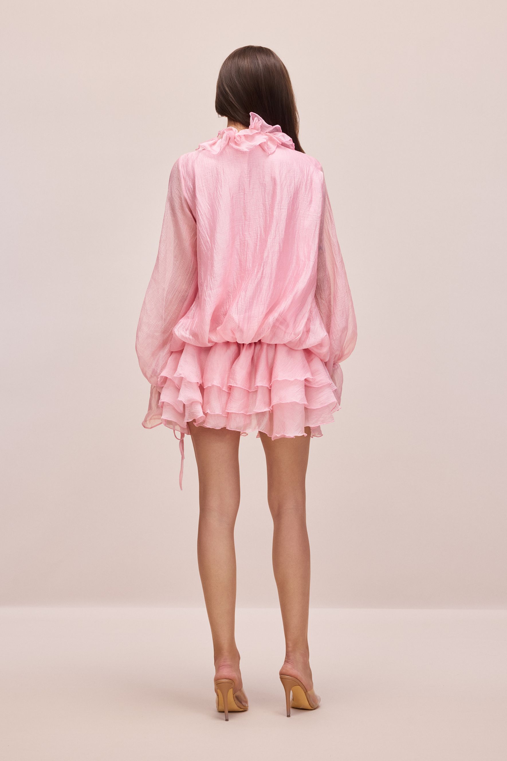 Nola V-neck Ruffle Trim Mini Dress-purelyfable