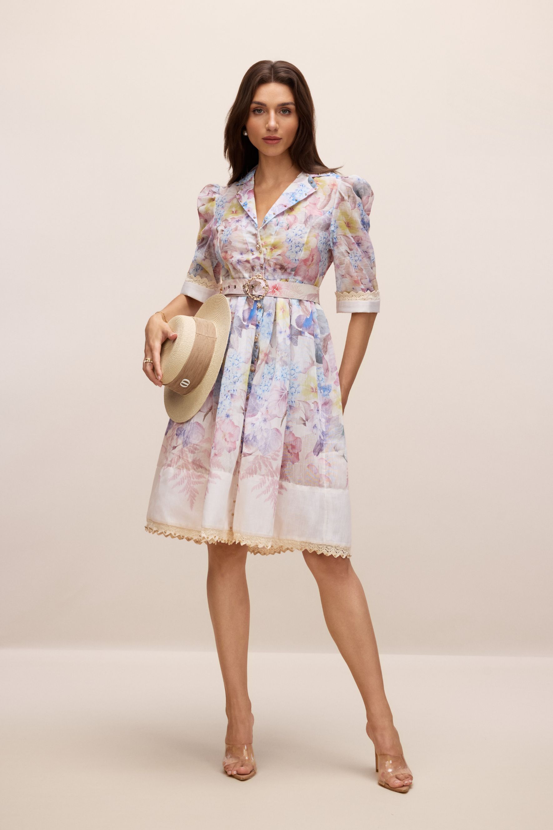 Peggy Floral Print Short Sleeve Mini Dress-purelyfable