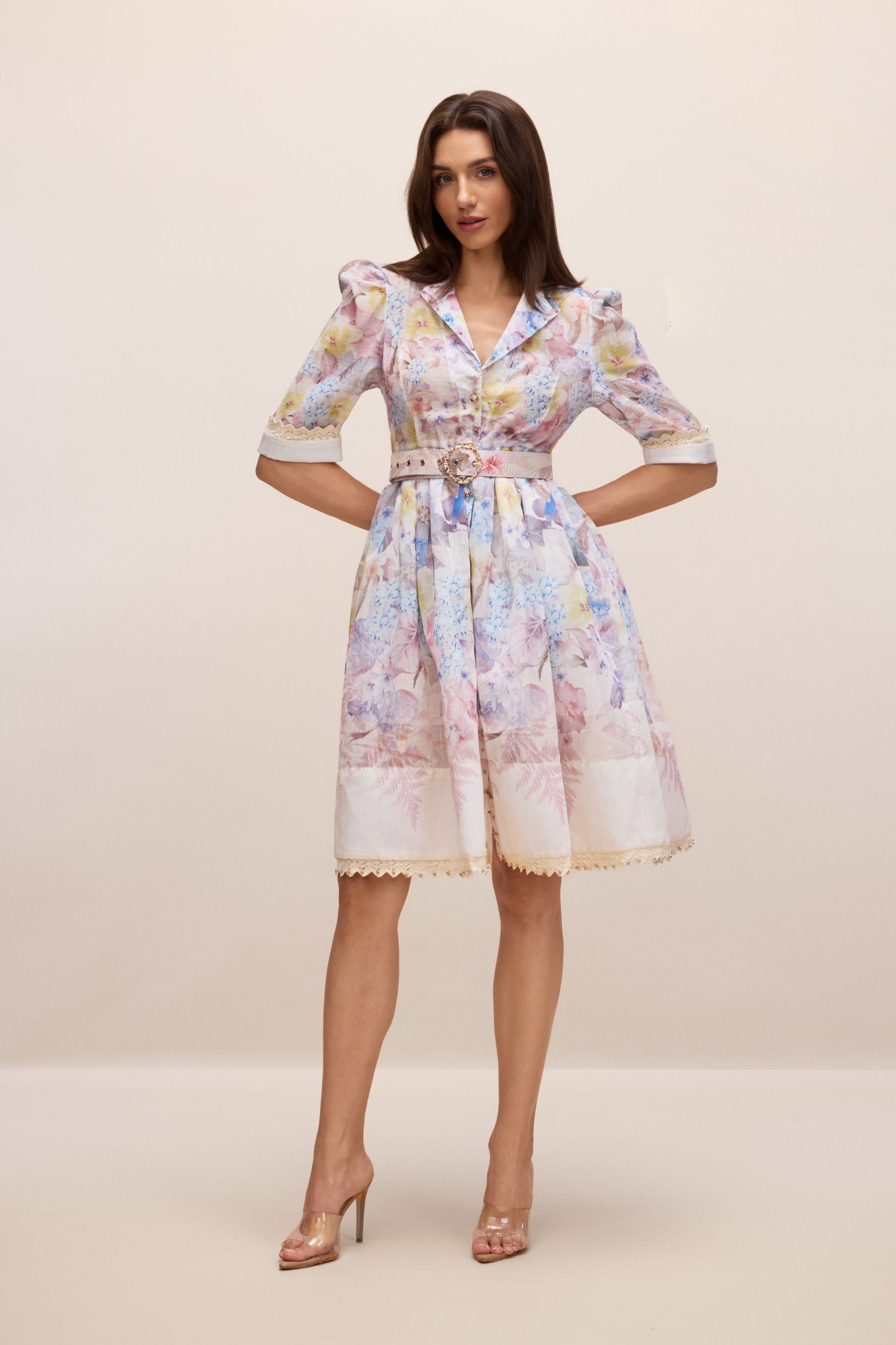 Peggy Floral Print Short Sleeve Mini Dress-purelyfable