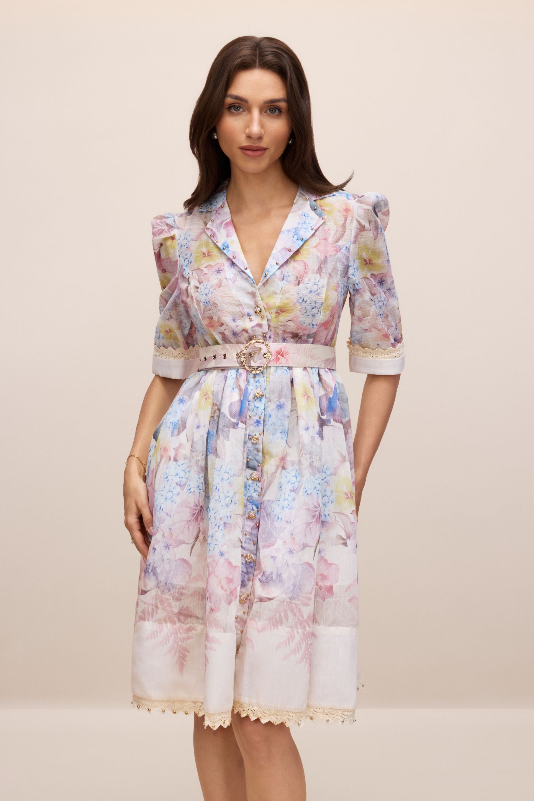 Peggy Floral Print Short Sleeve Mini Dress-purelyfable