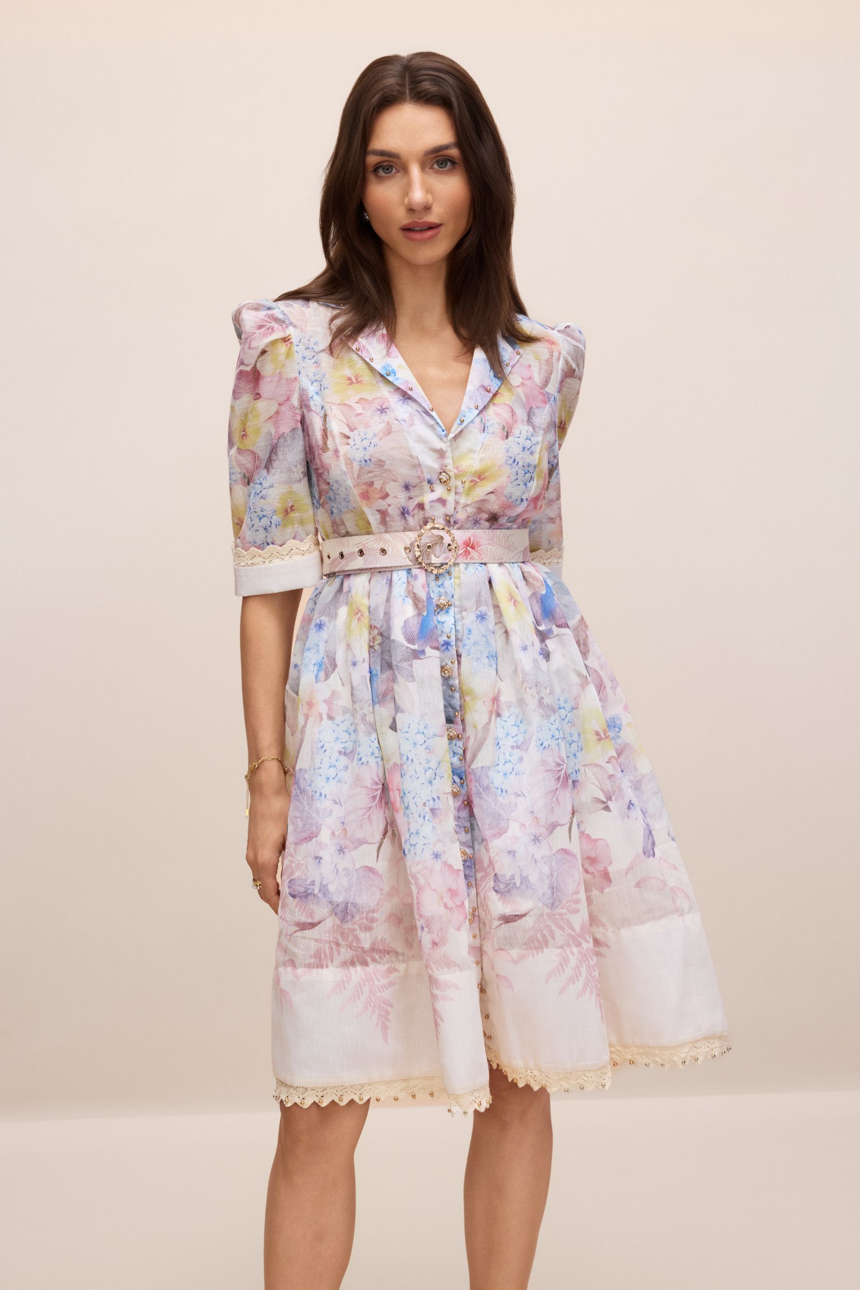 Peggy Floral Print Short Sleeve Mini Dress-purelyfable