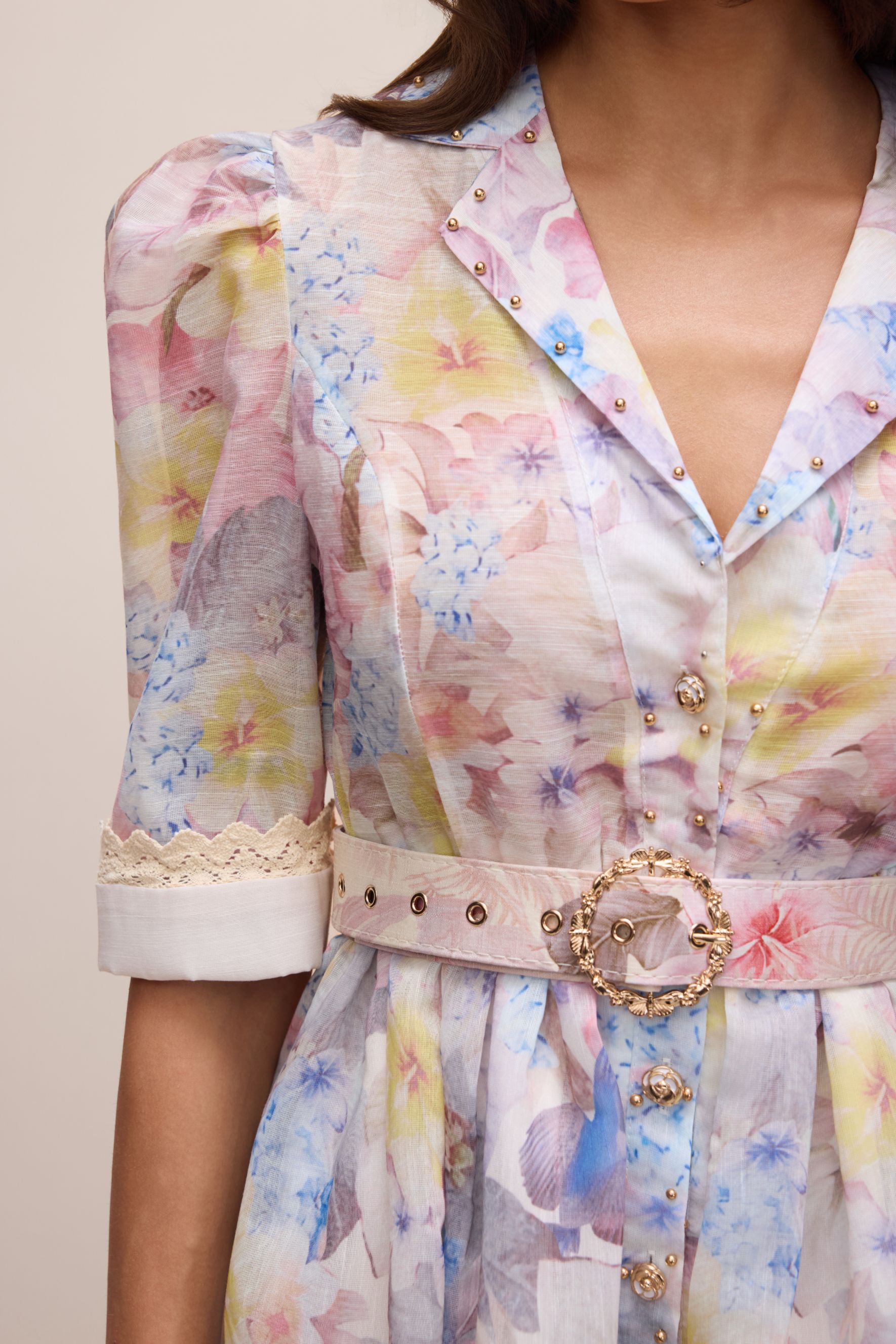 Peggy Floral Print Short Sleeve Mini Dress-purelyfable