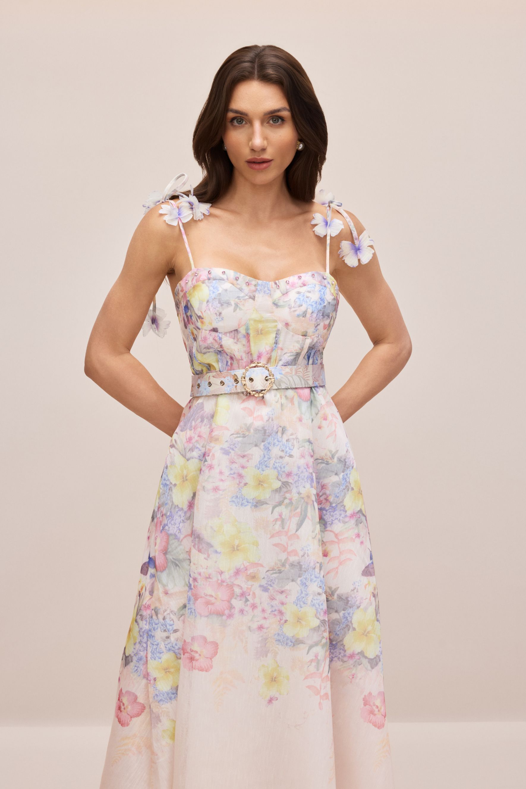Tasha Floral Strap Corset Maxi Dress-purelyfable