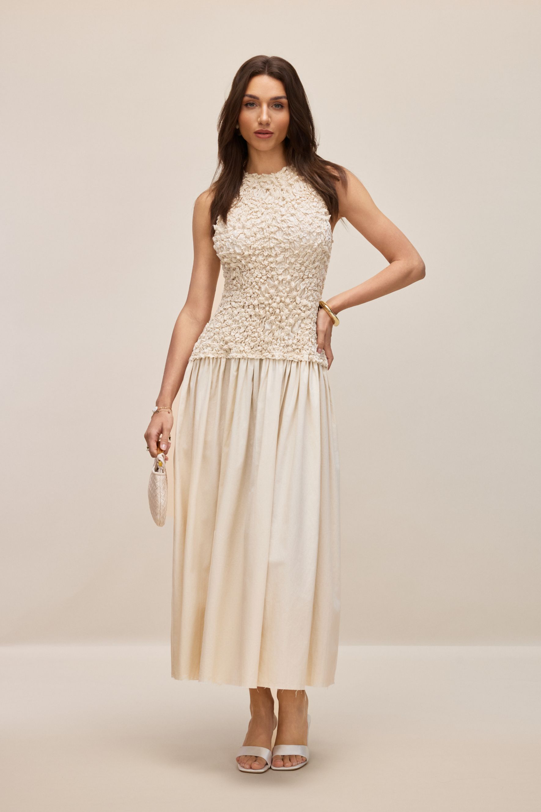Sheila Ruched Bodice Sleeveless Maxi Dress-purelyfable
