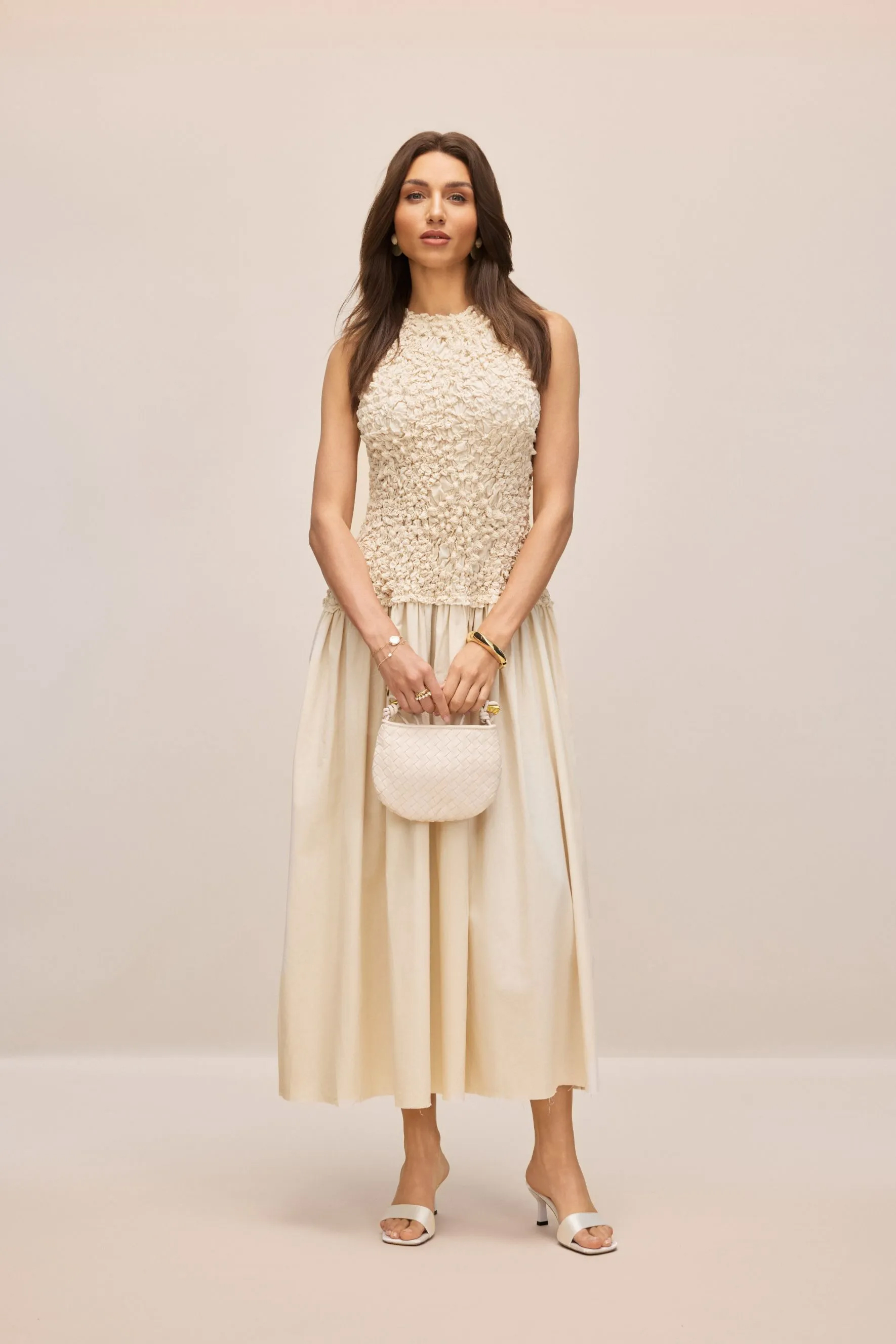 Sheila Ruched Bodice Sleeveless Maxi Dress-purelyfable