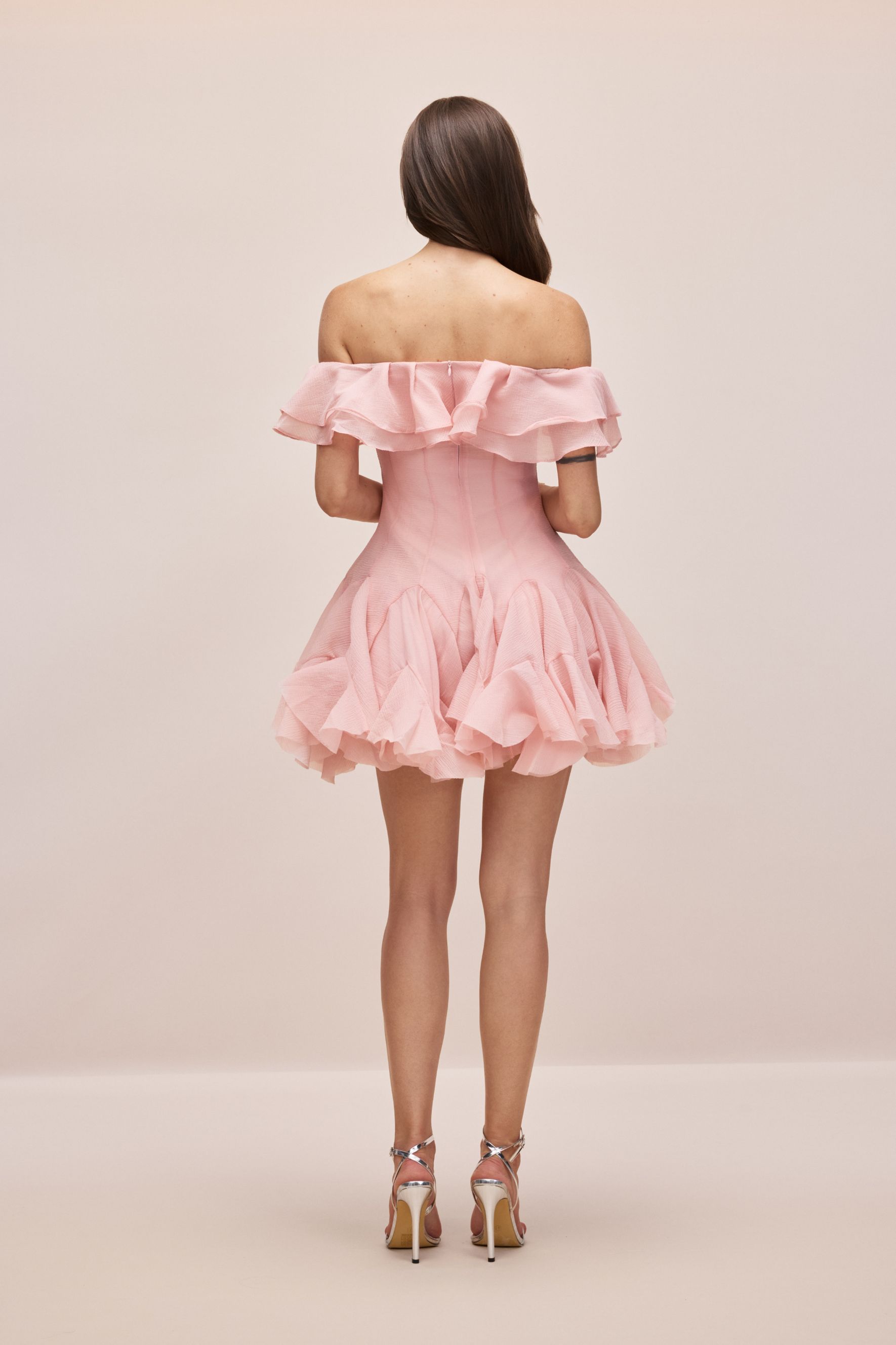 Vita Off Shoulder Ruffle Mini Dress-purelyfable