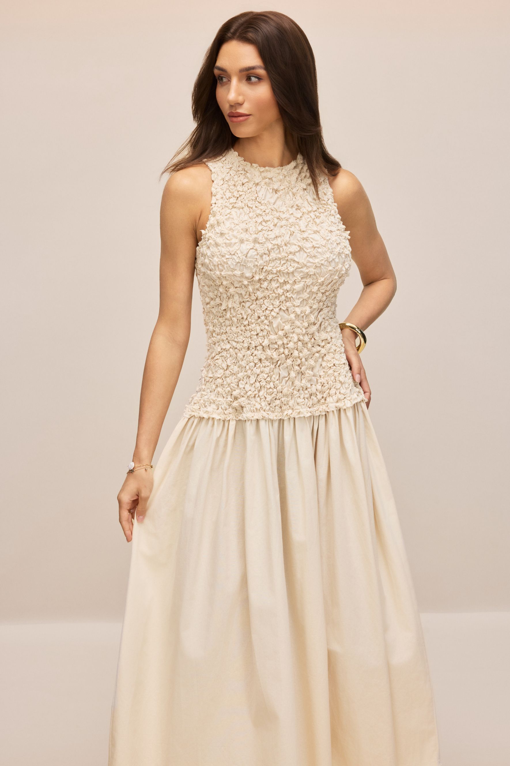 Sheila Ruched Bodice Sleeveless Maxi Dress-purelyfable