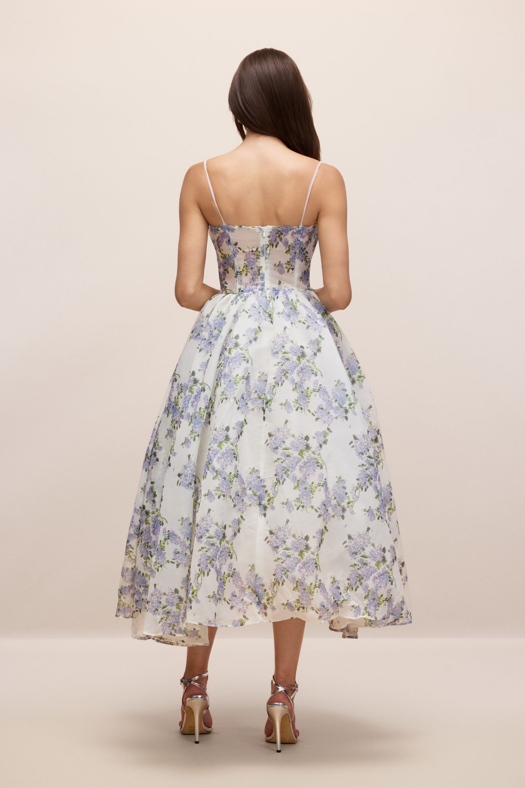 Ella Floral Printed Chiffon Midi Dress-purelyfable