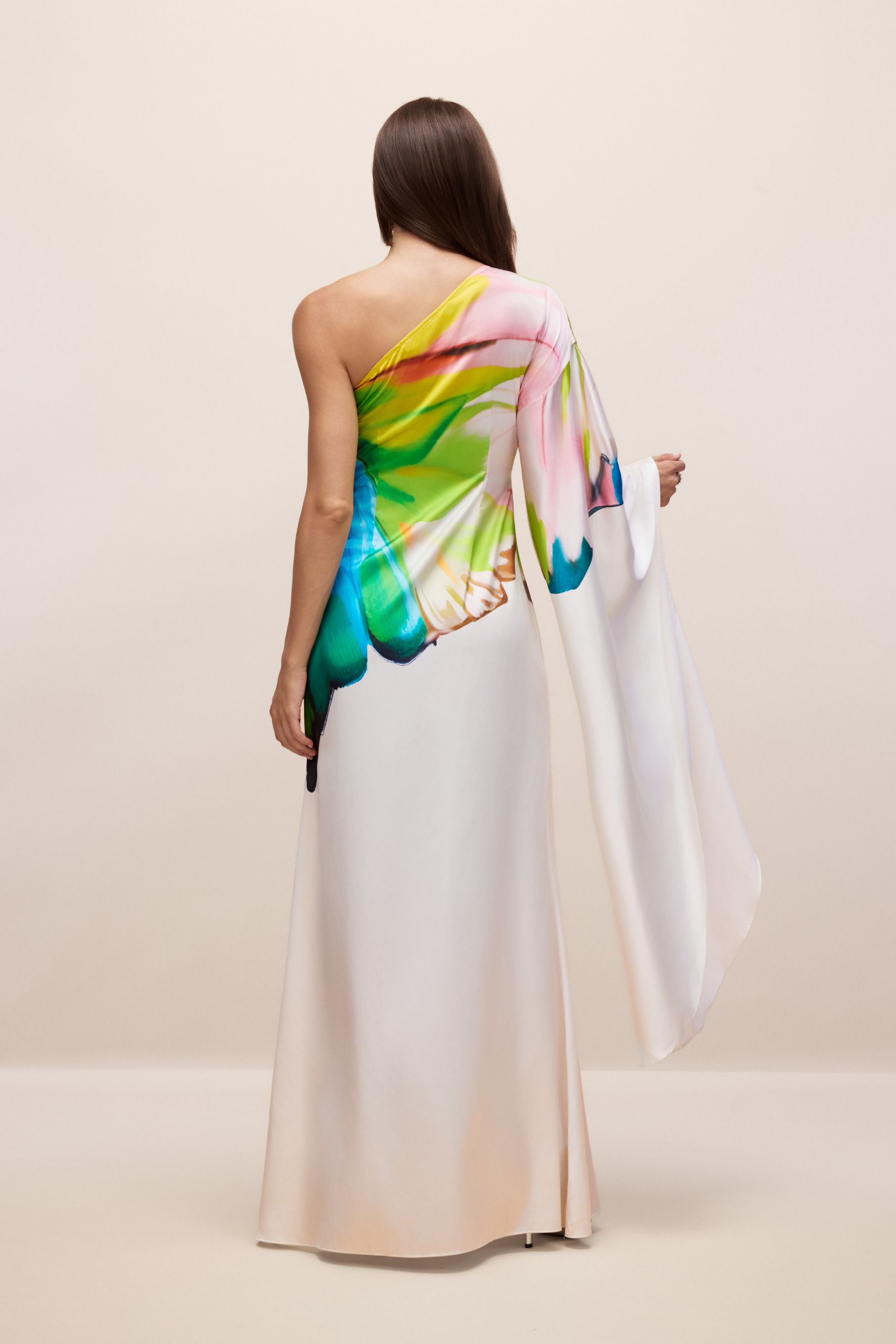 Bernice Printed Single Sleeve Maxi Dress-purelyfable