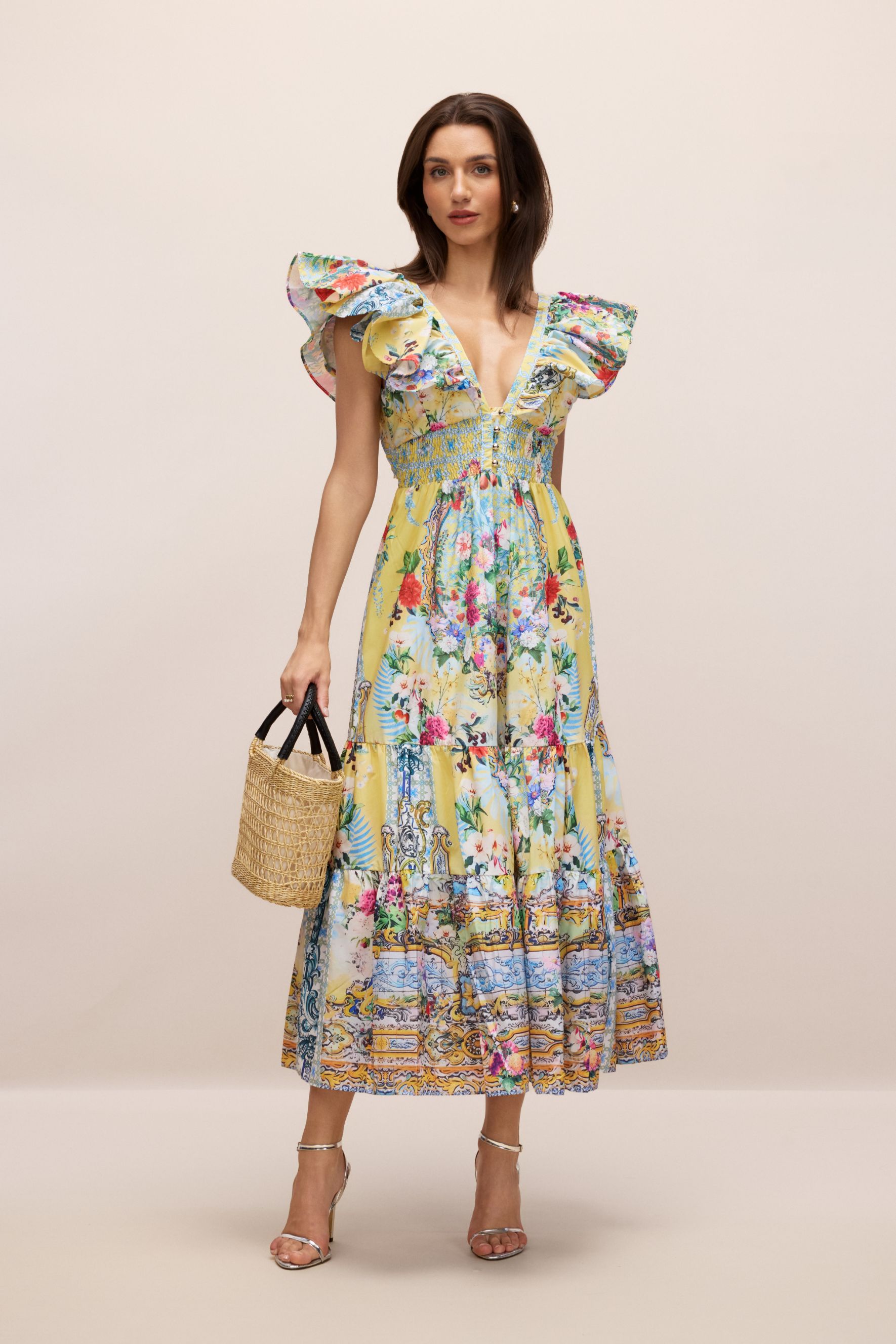 Kerri Floral Print V-Neck Maxi Dress-purelyfable