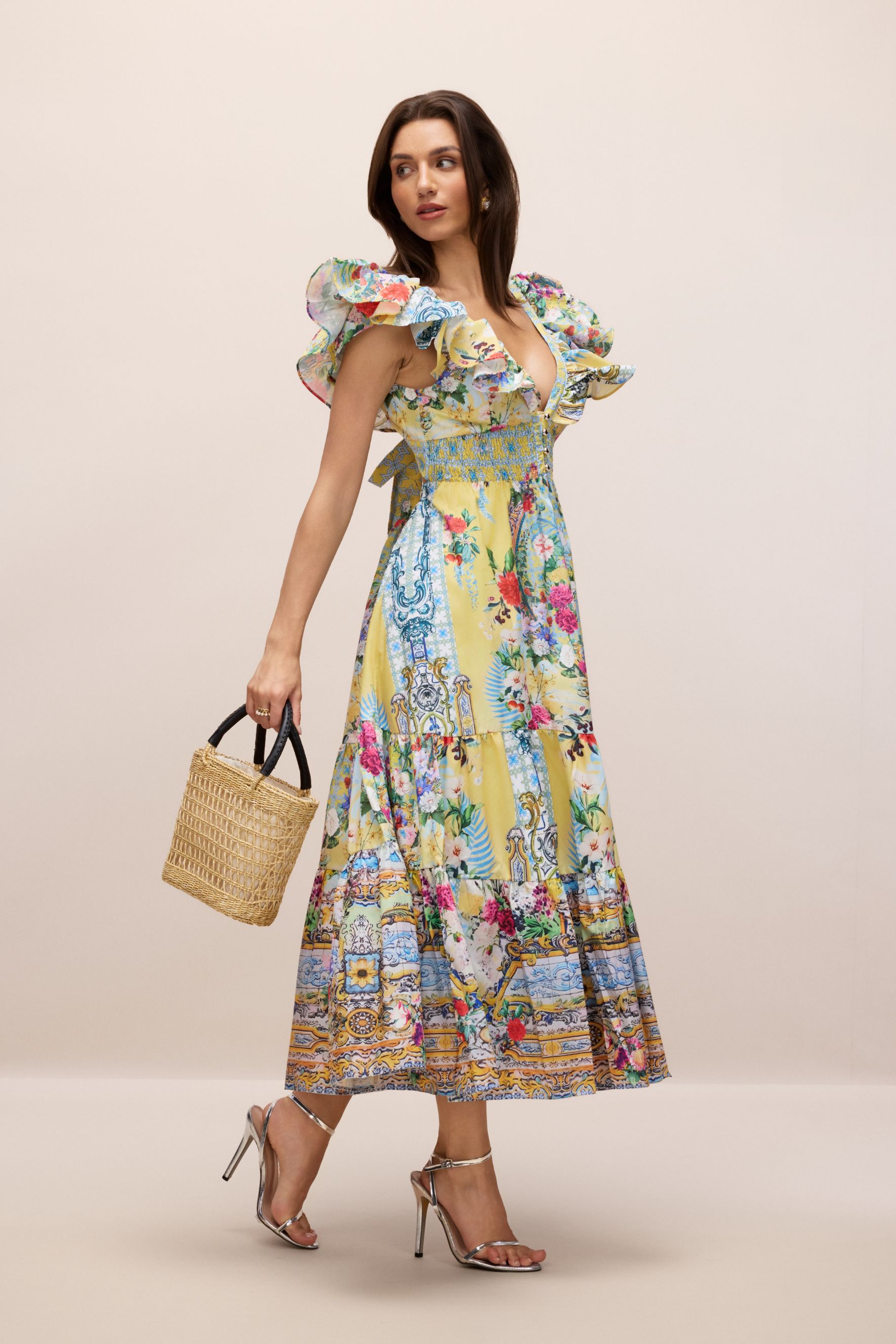 Kerri Floral Print V-Neck Maxi Dress-purelyfable