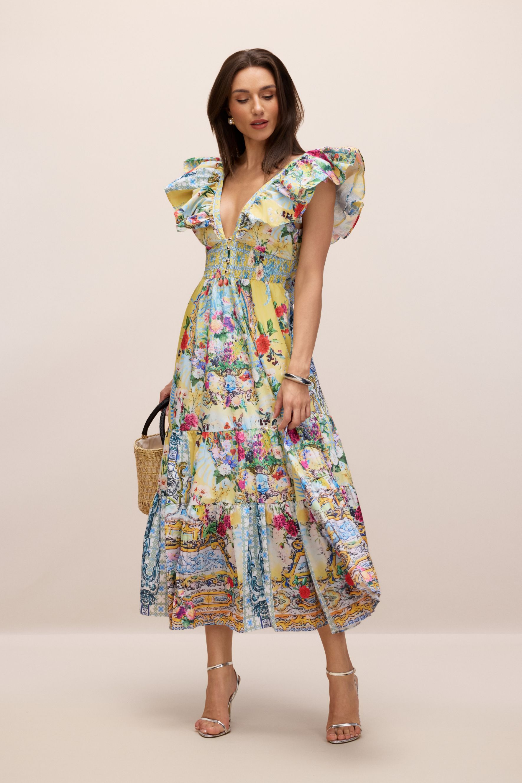 Kerri Floral Print V-Neck Maxi Dress-purelyfable