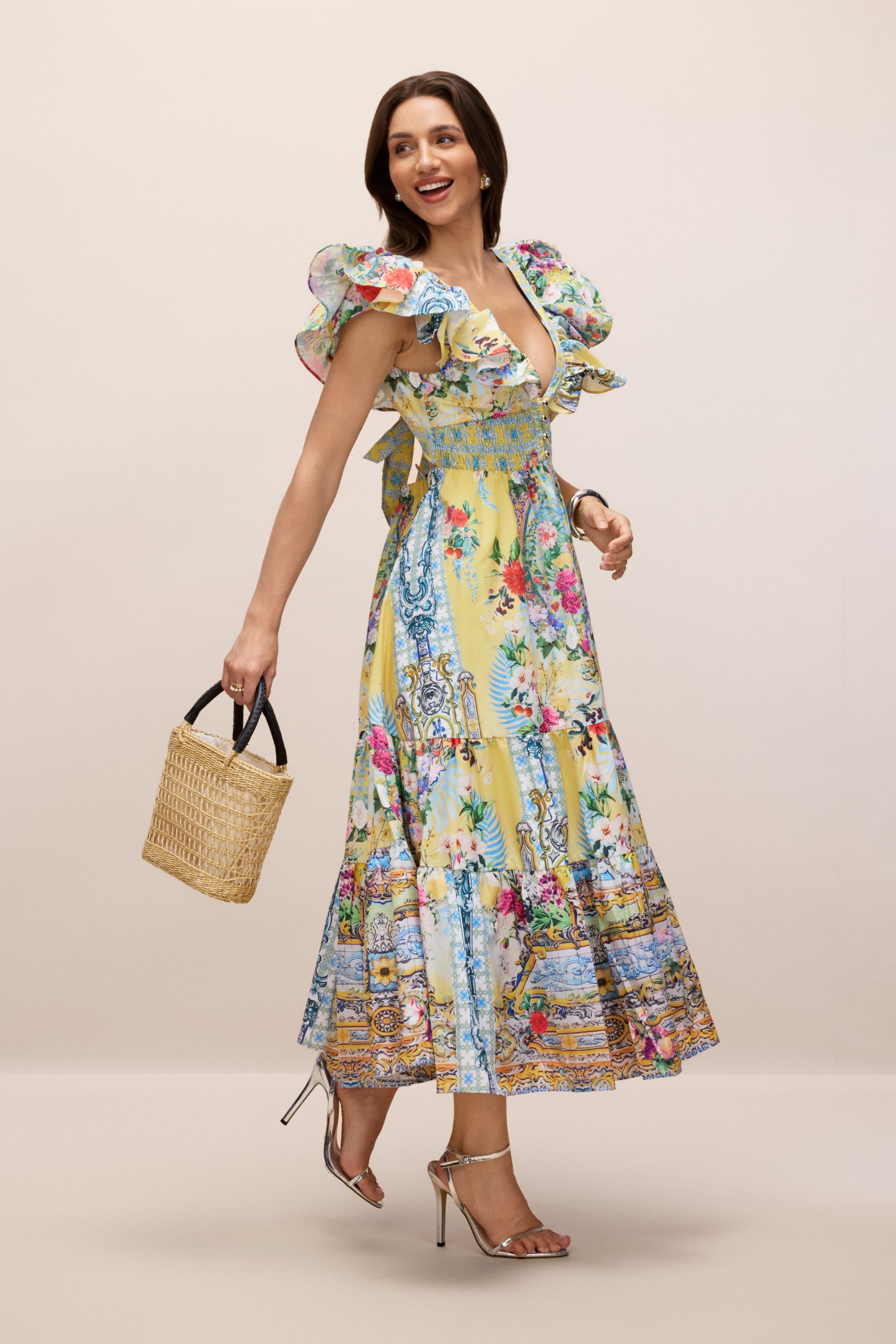 Kerri Floral Print V-Neck Maxi Dress-purelyfable