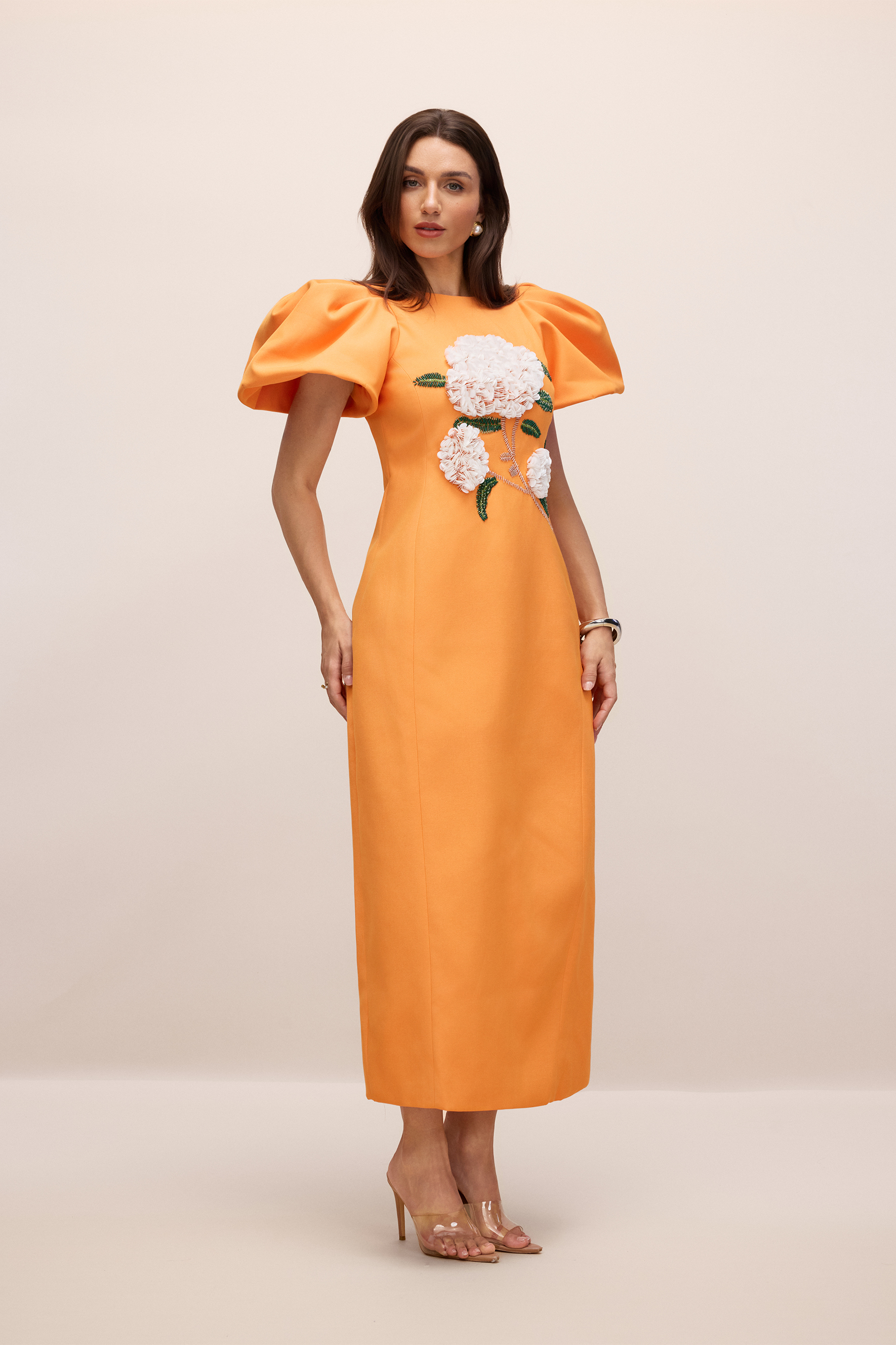 Marnia Puff Sleeve Floral Embroidered Maxi Dress-purelyfable