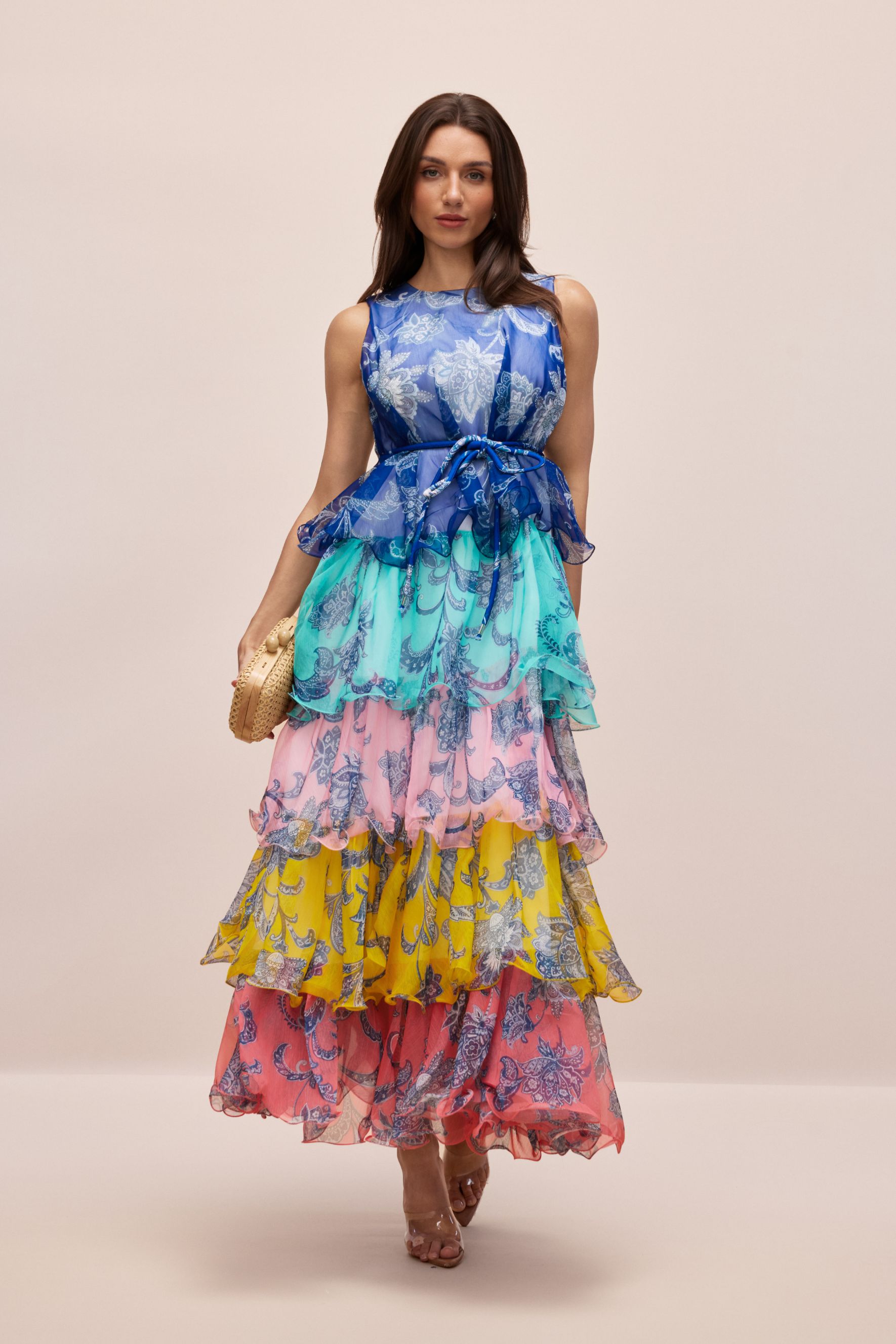 Cynthia Printed Tiered Ruffle Maxi Dress-purelyfable