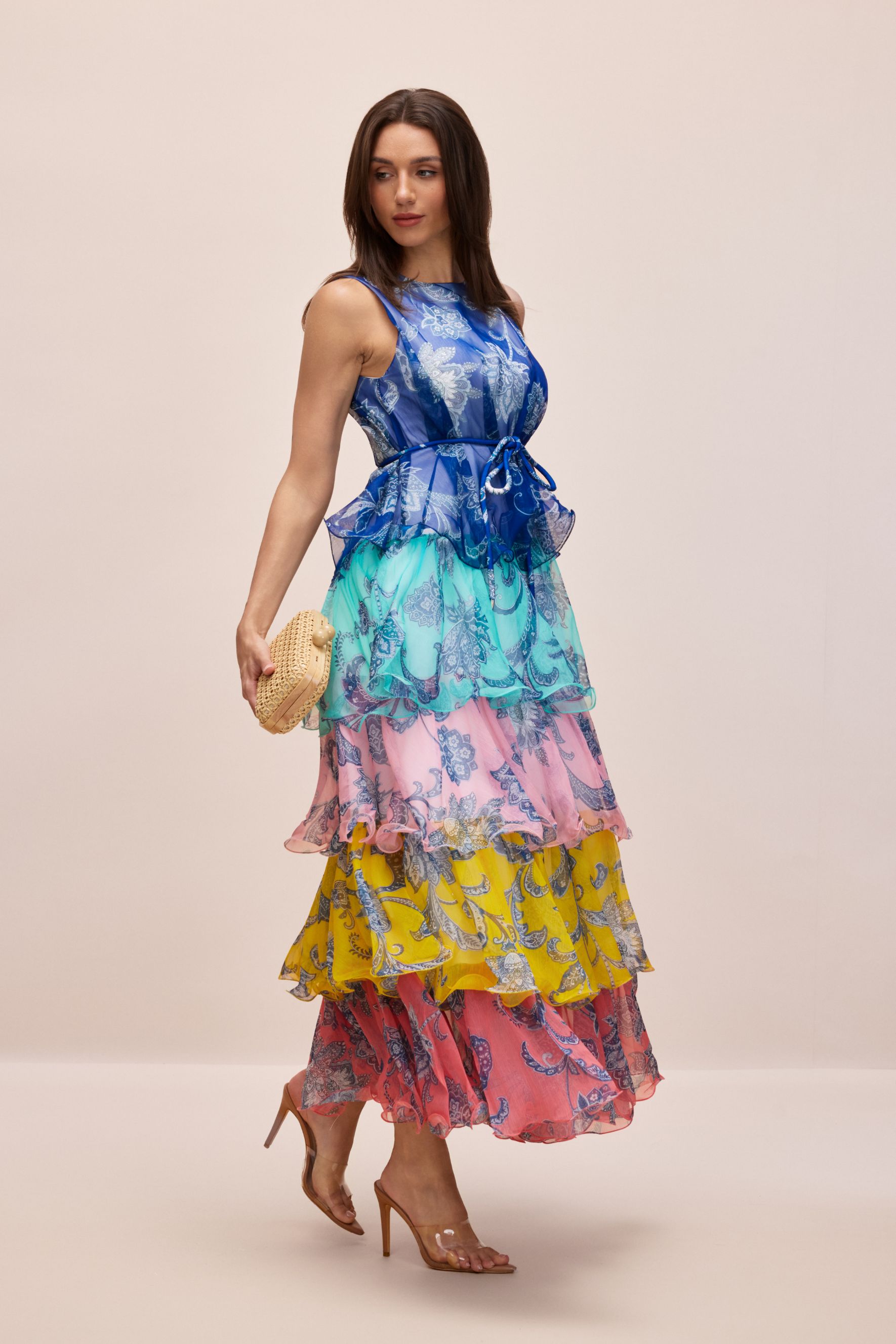 Cynthia Printed Tiered Ruffle Maxi Dress-purelyfable
