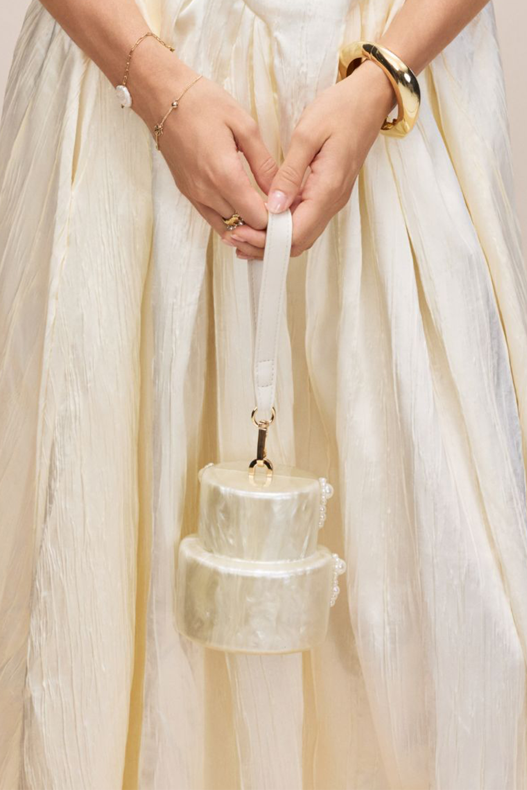 Pearl Embellished Cake Clutch-purelyfable