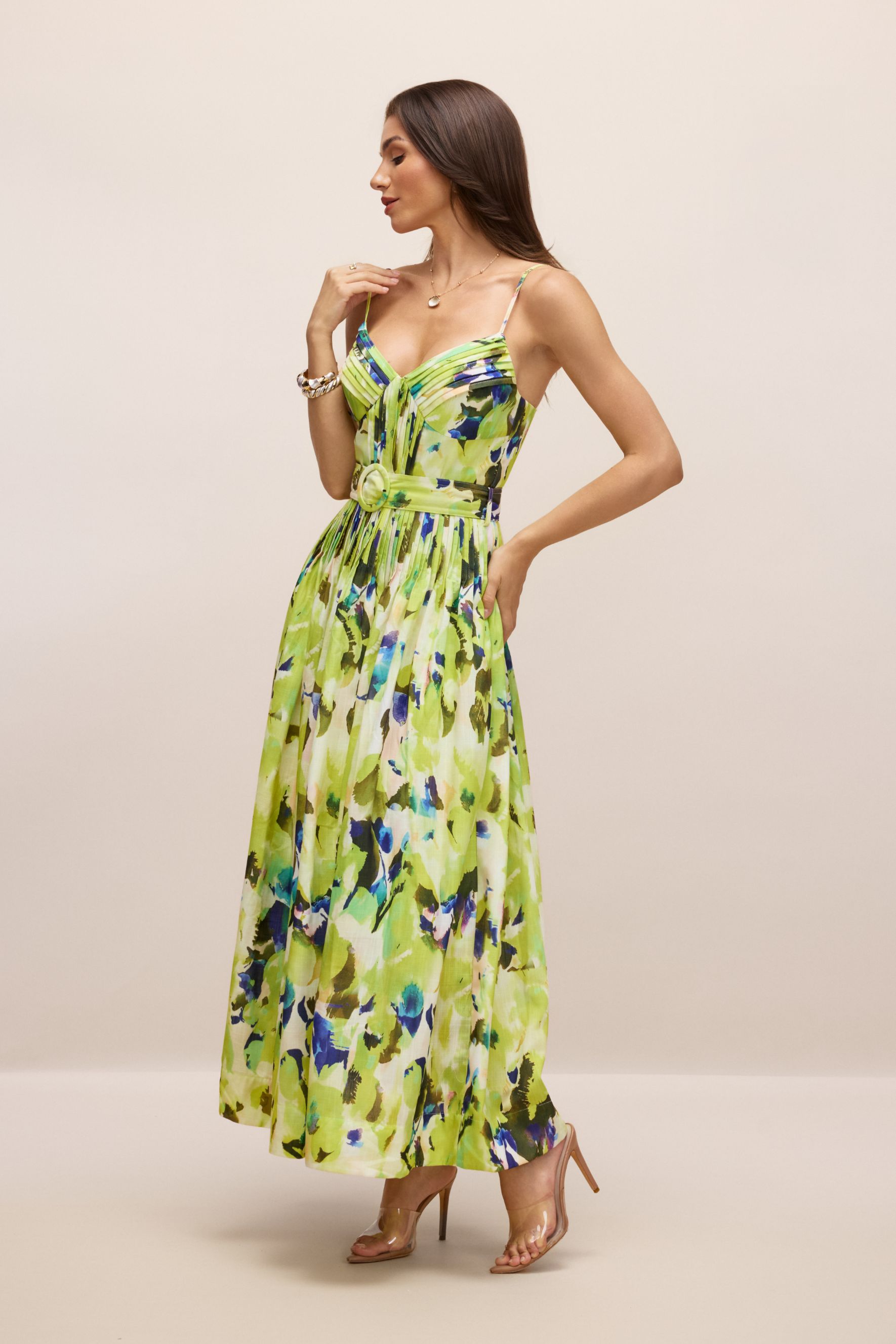 Zora Abstract Print Pleated Maxi Dress-purelyfable