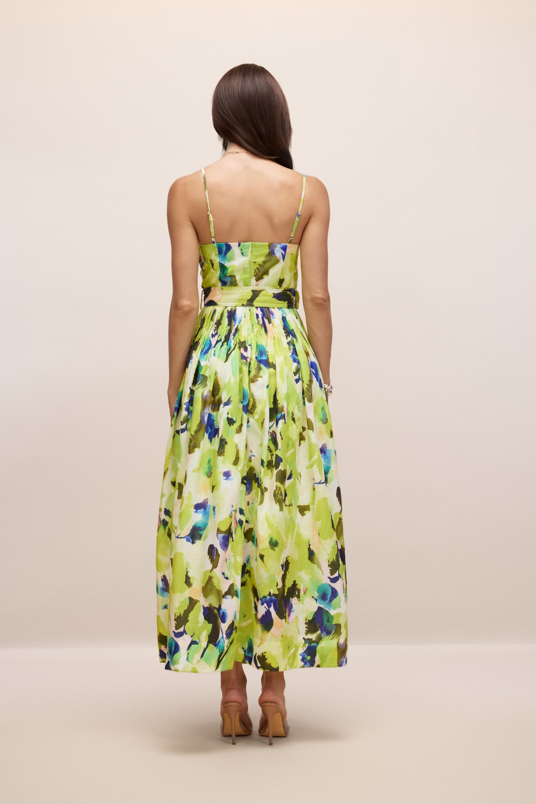 Zora Abstract Print Pleated Maxi Dress-purelyfable