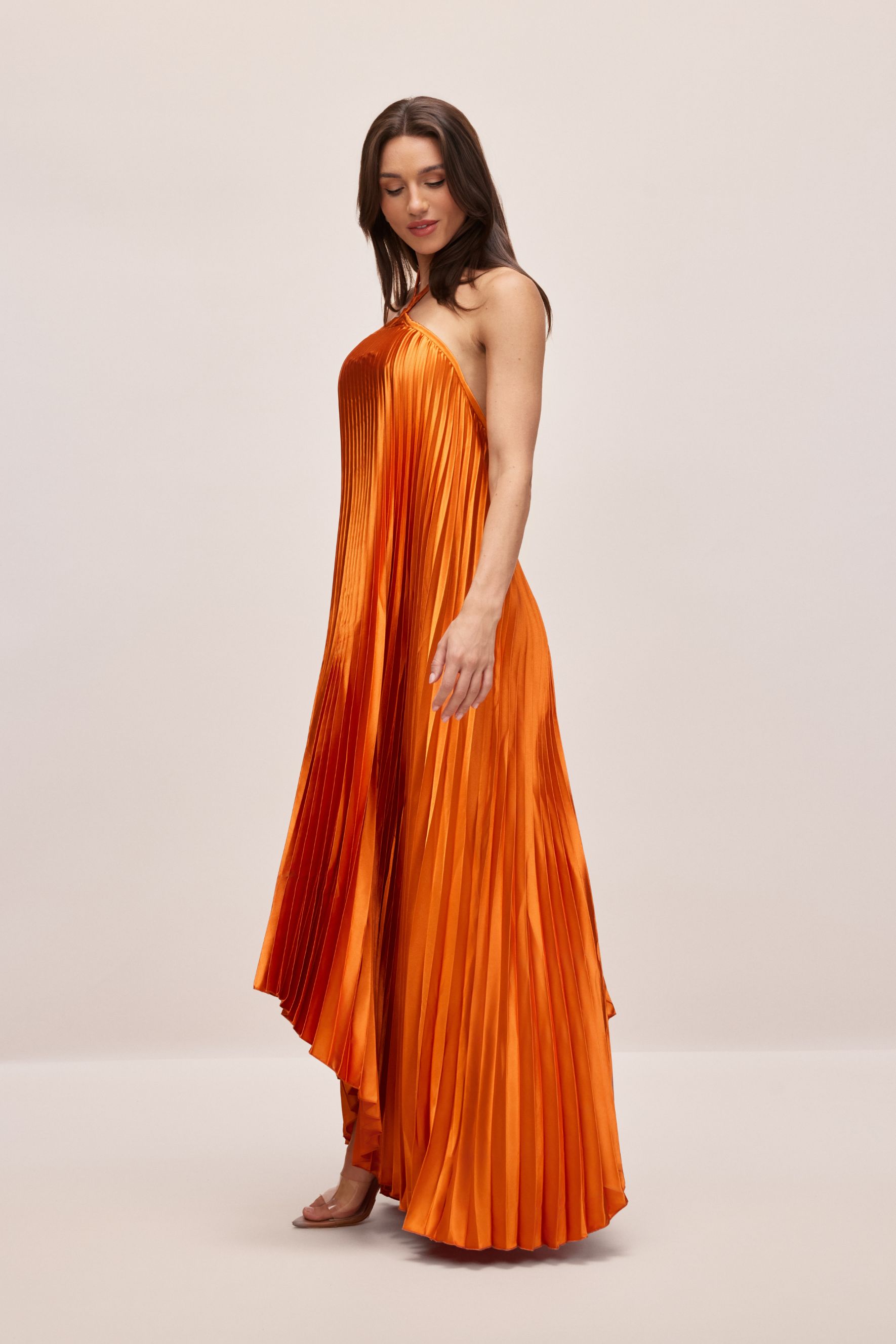 Novia Halter Neck Pleated Maxi Dress-purelyfable