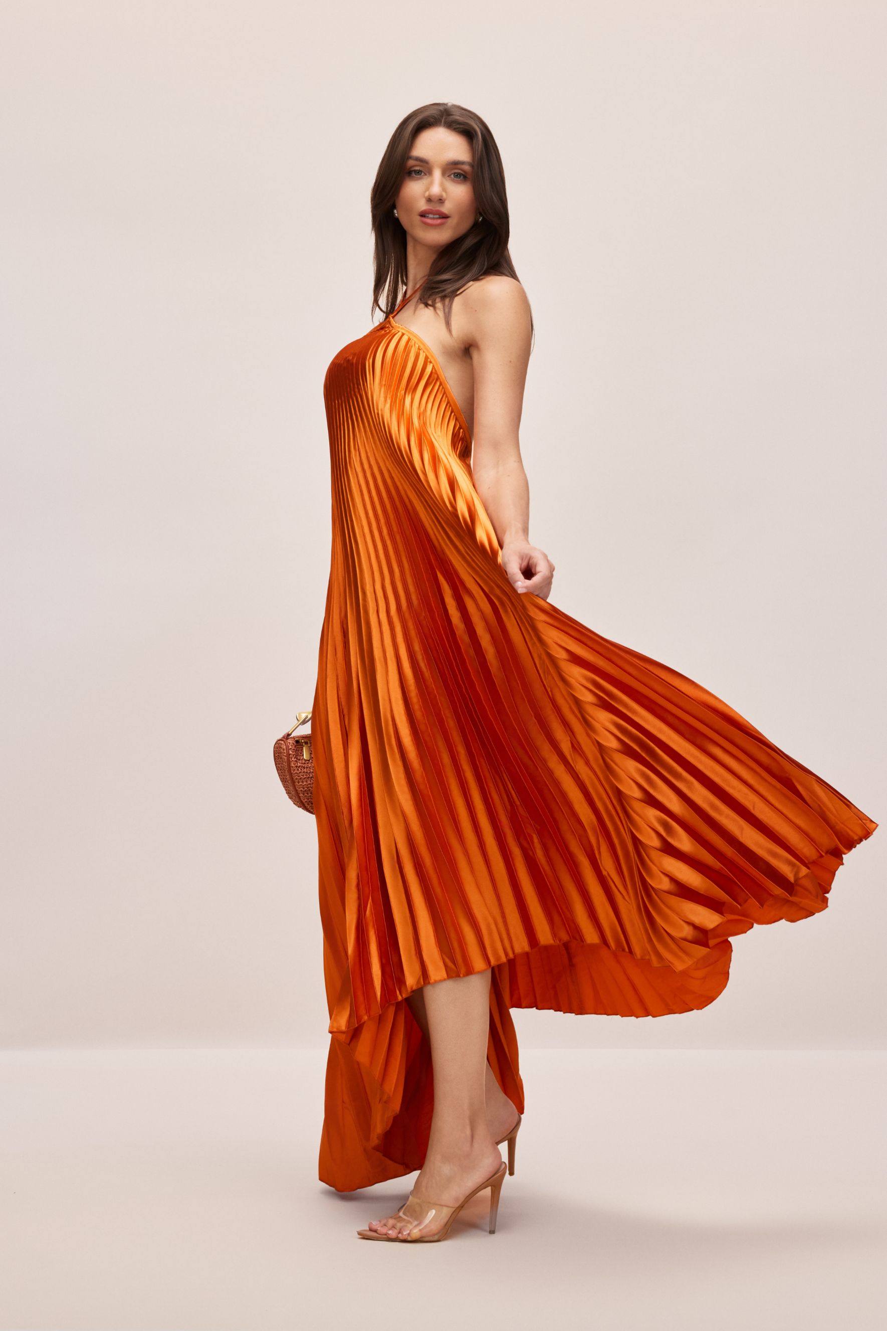 Novia Halter Neck Pleated Maxi Dress-purelyfable
