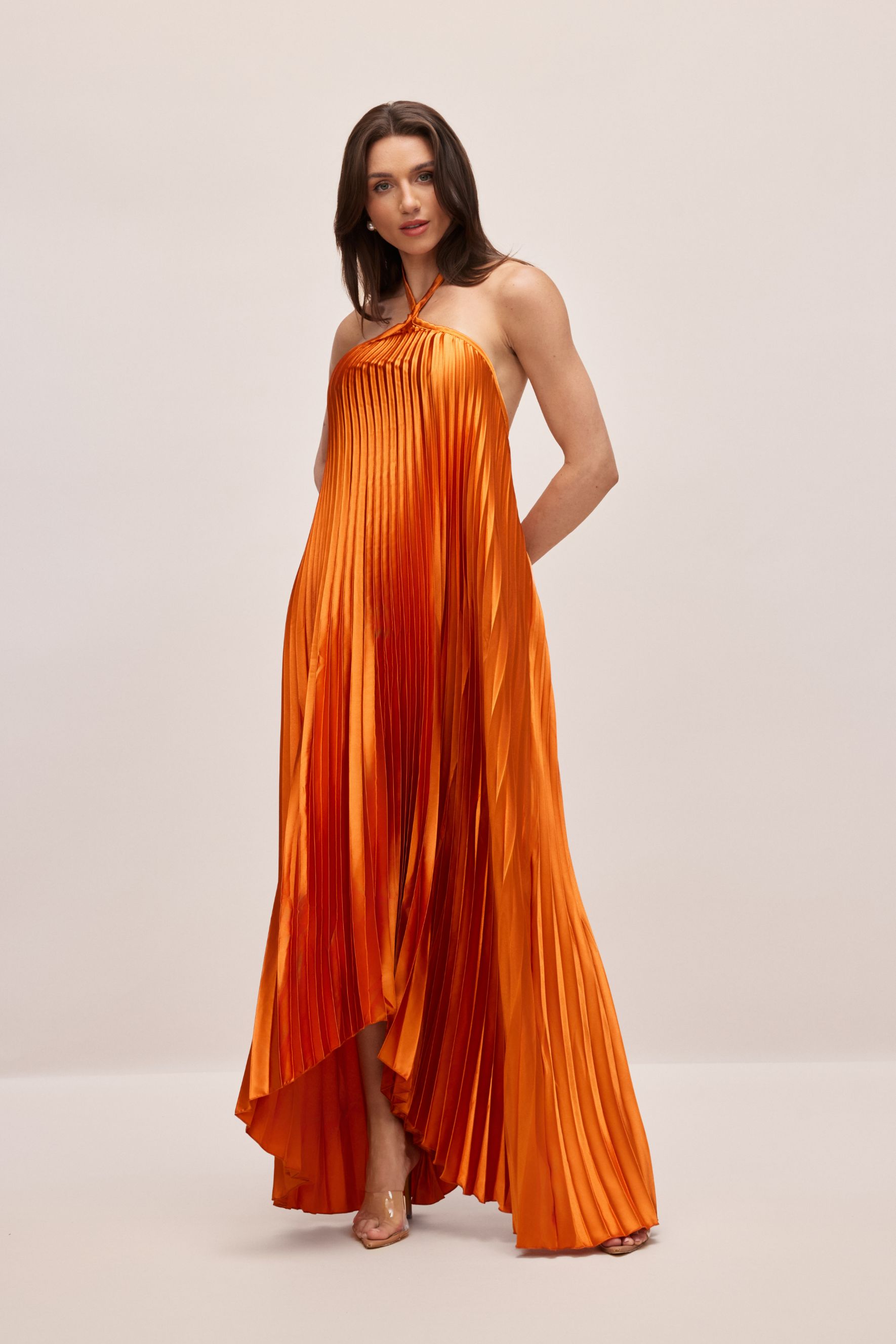 Novia Halter Neck Pleated Maxi Dress-purelyfable