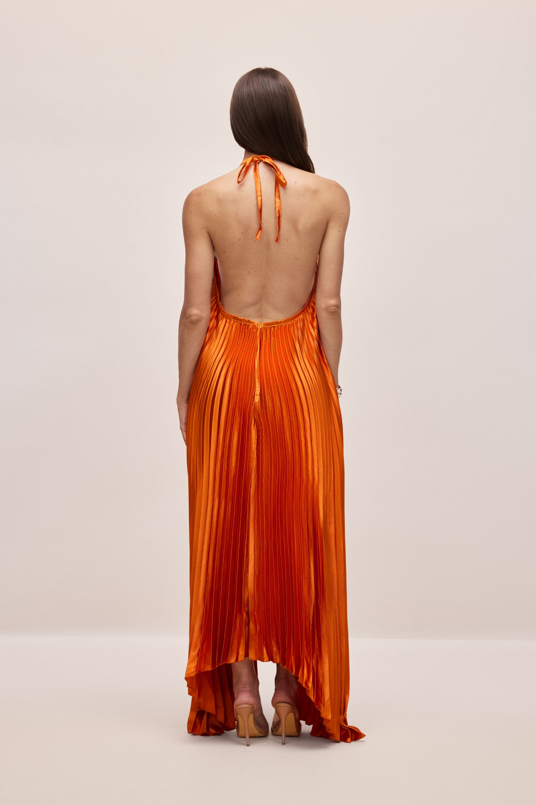 Novia Halter Neck Pleated Maxi Dress-purelyfable