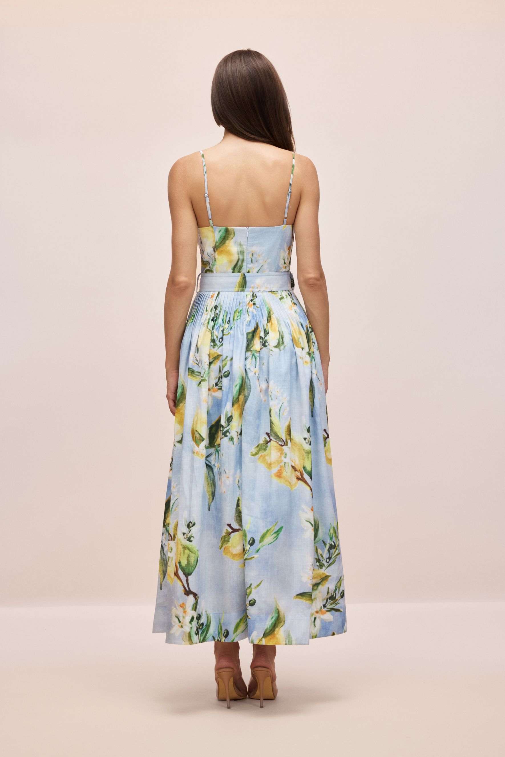 Joyce Lemon Print Spaghetti Strap Maxi Dress-purelyfable