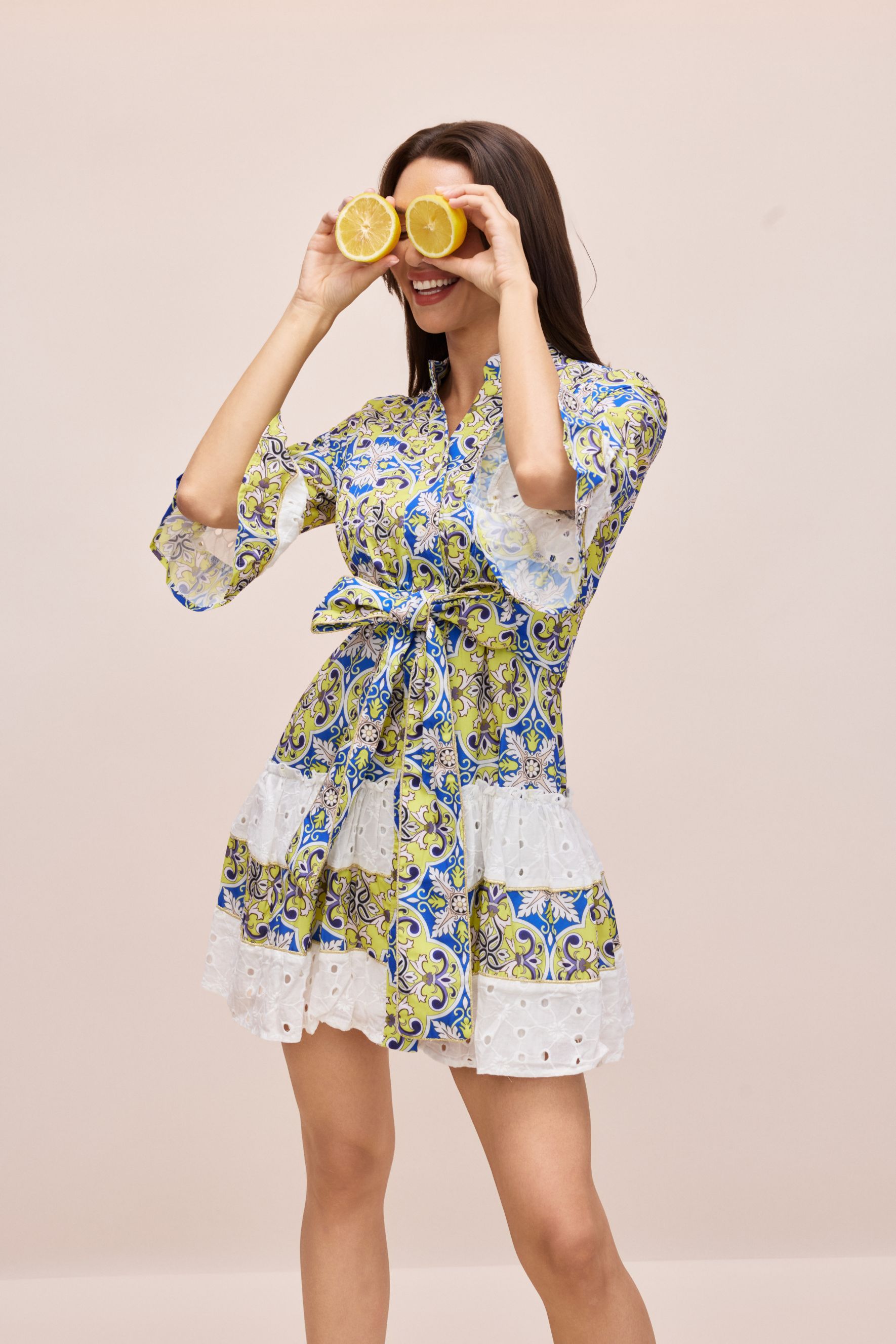 Belle Paisley Print Half Sleeve Mini Dress-purelyfable