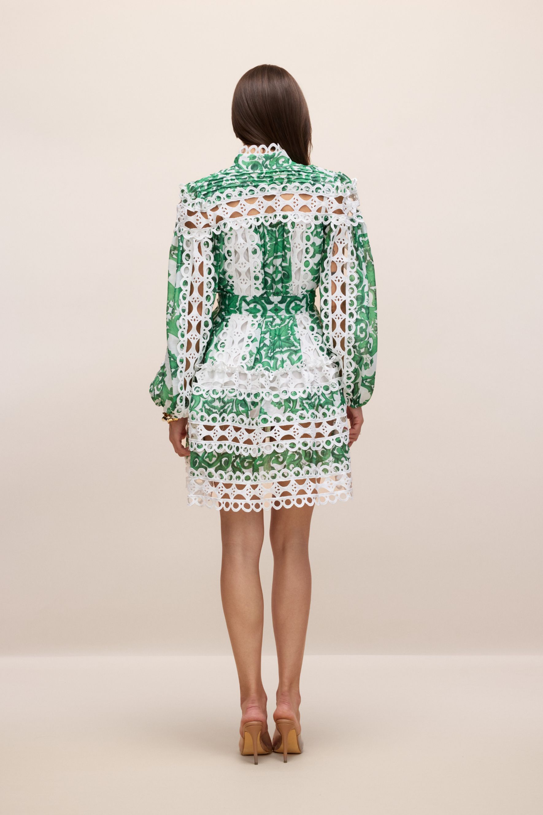 Georgia Printed Hollow Out Mini Dress-purelyfable