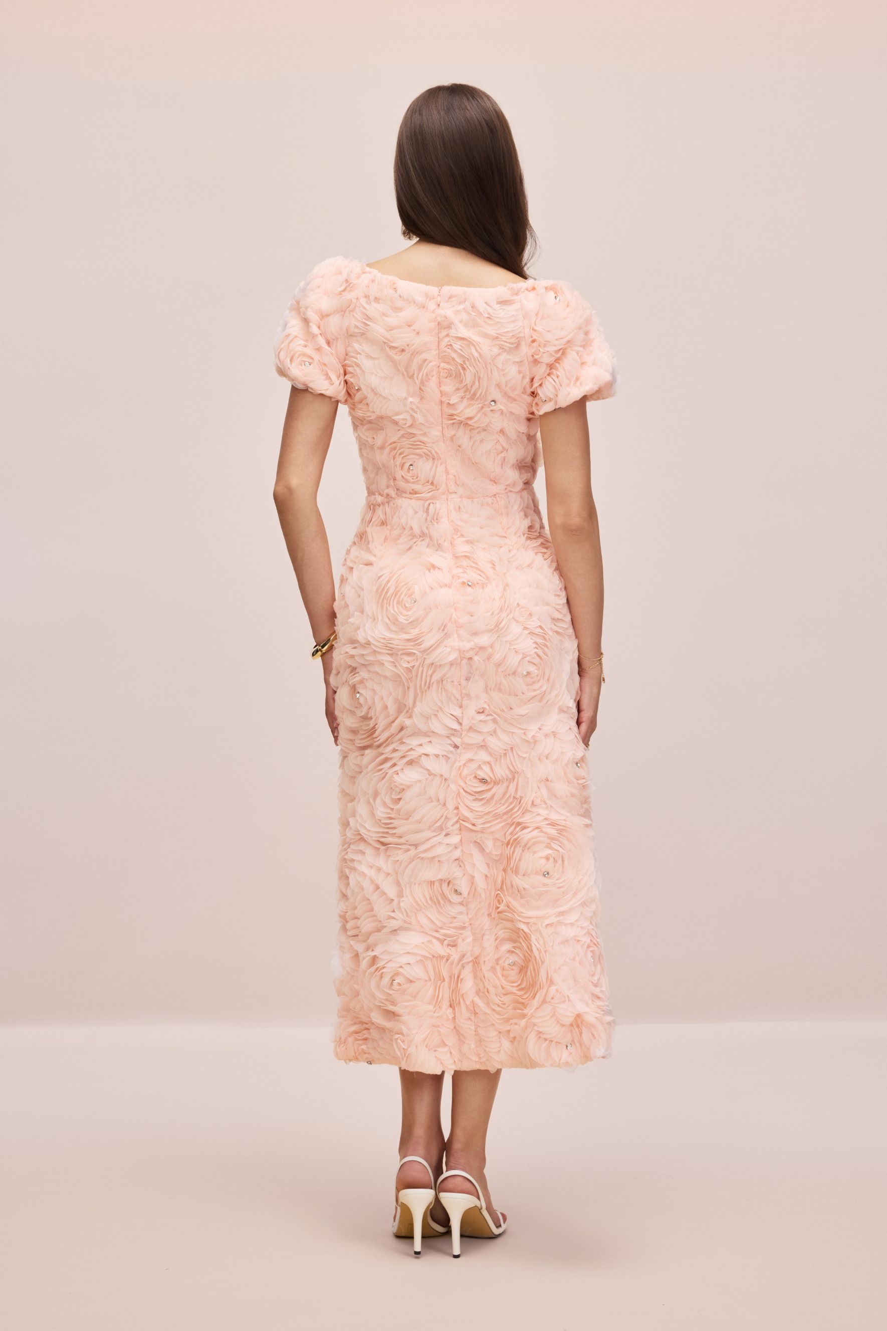 Molly Floral Applique Square Neck Midi Dress-purelyfable