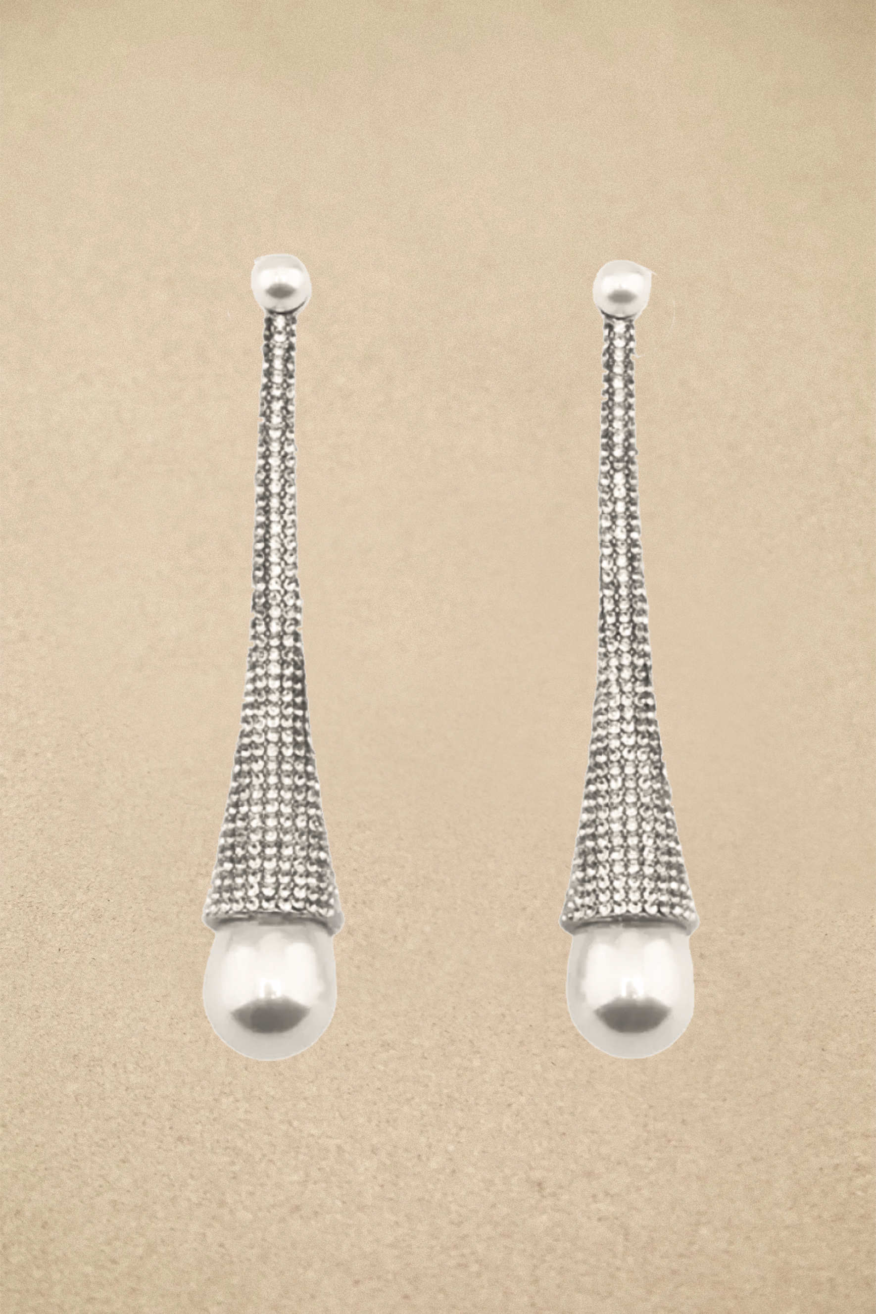 Long Tapered Rhinestone Drop Earrings-purelyfable