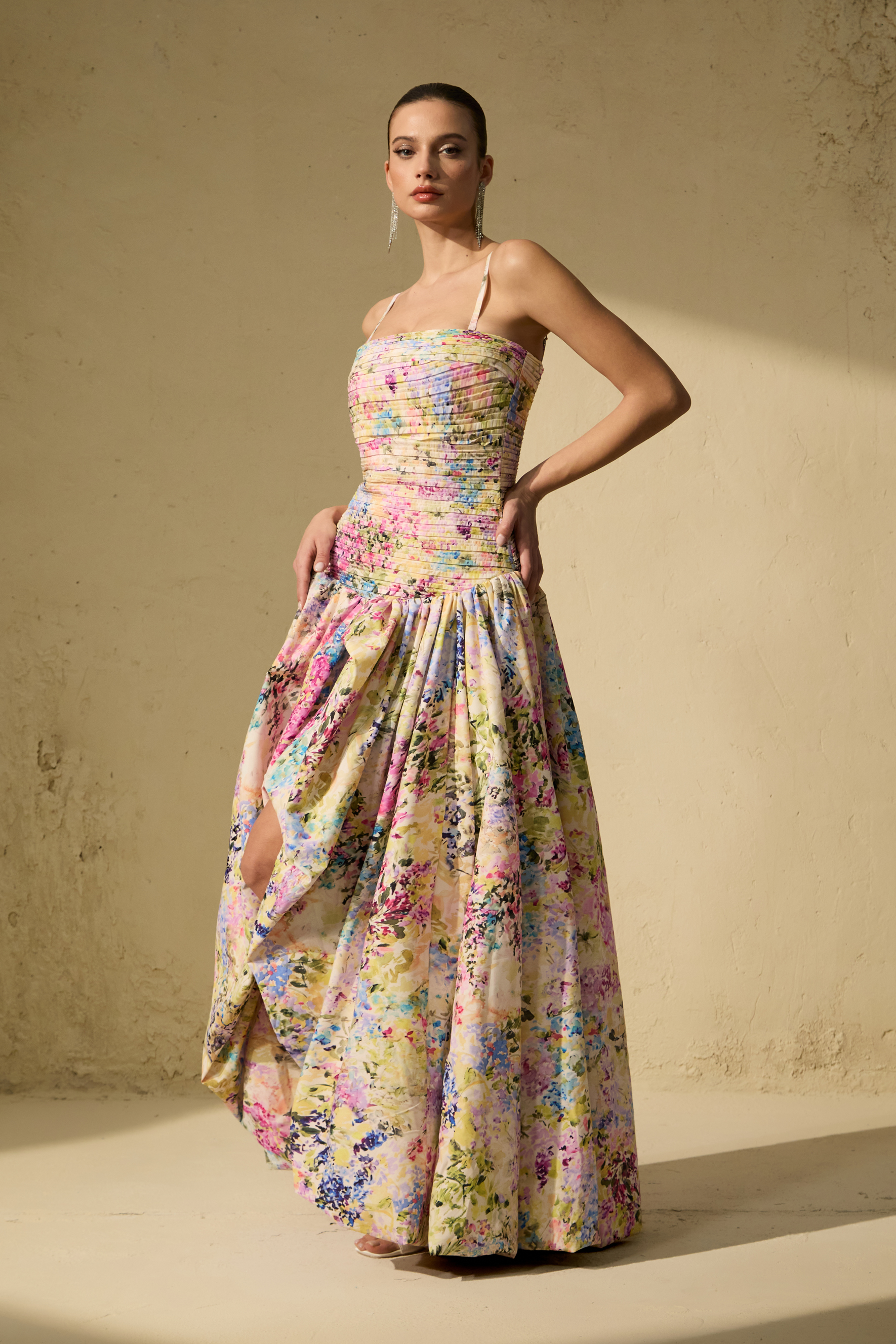 Belle Of The Hour Multi Floral Print Bubble Hem Maxi Dress-purelyfable